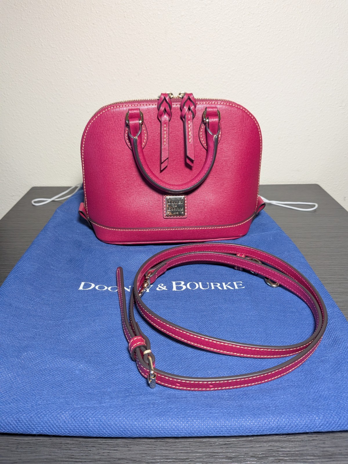 Dooney & Bourke Bitsy Crossbody Hand Bag/ Fuschia Pink w/ Dust Bag, Small
