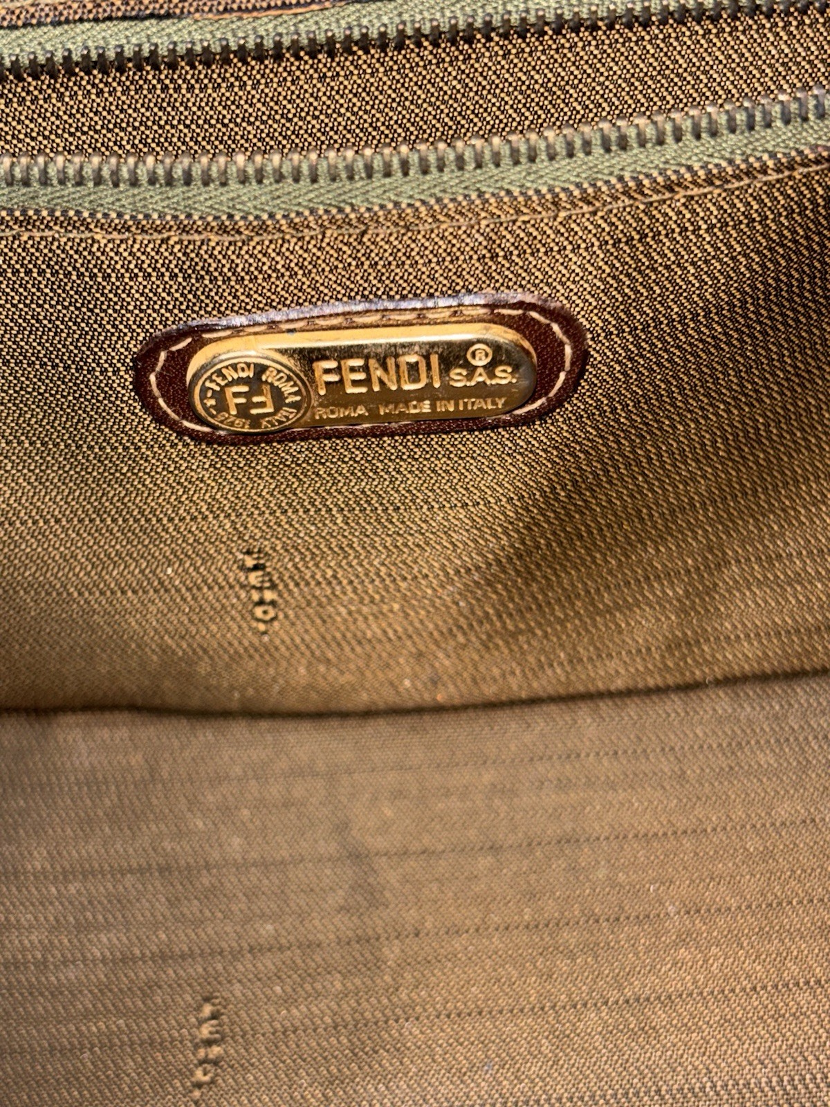Authentic FENDI Zucca Monogram Vanity Case Box Bag Brown Canvas Gold Hardware