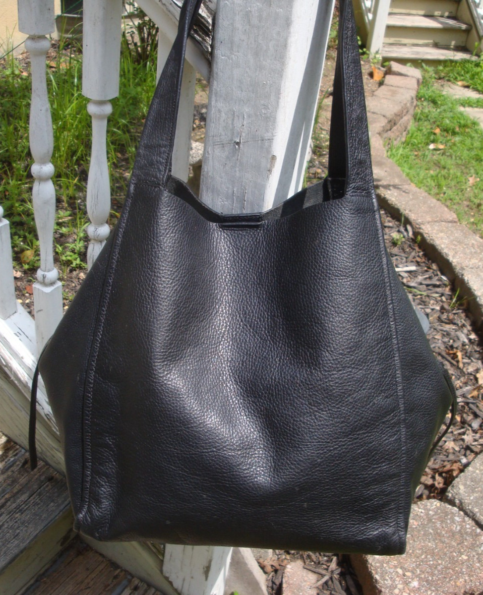 ZARA BASIC Large Black Tote Shopper Hobo Shoulderbag Strong School Weekender Bag