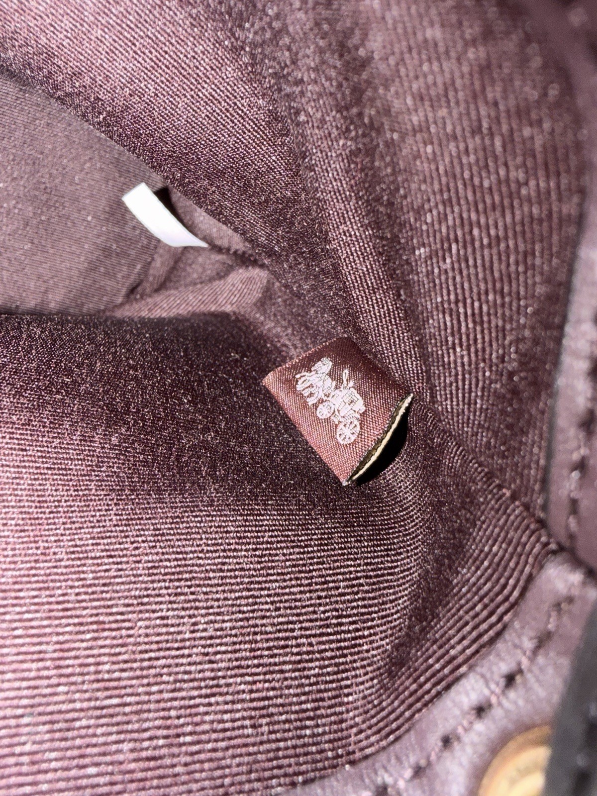 $298 Coach Mini Bucket Walnut/Black Leather Drawstring Bag In Signature Canvas