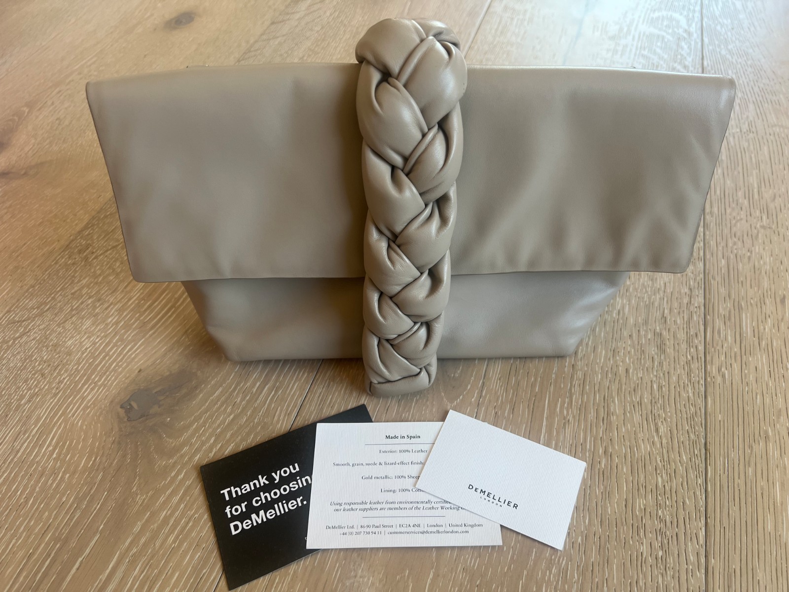DeMellier Verona Mini Braided Leather Crossbody Bag Off White Smooth – No Strap