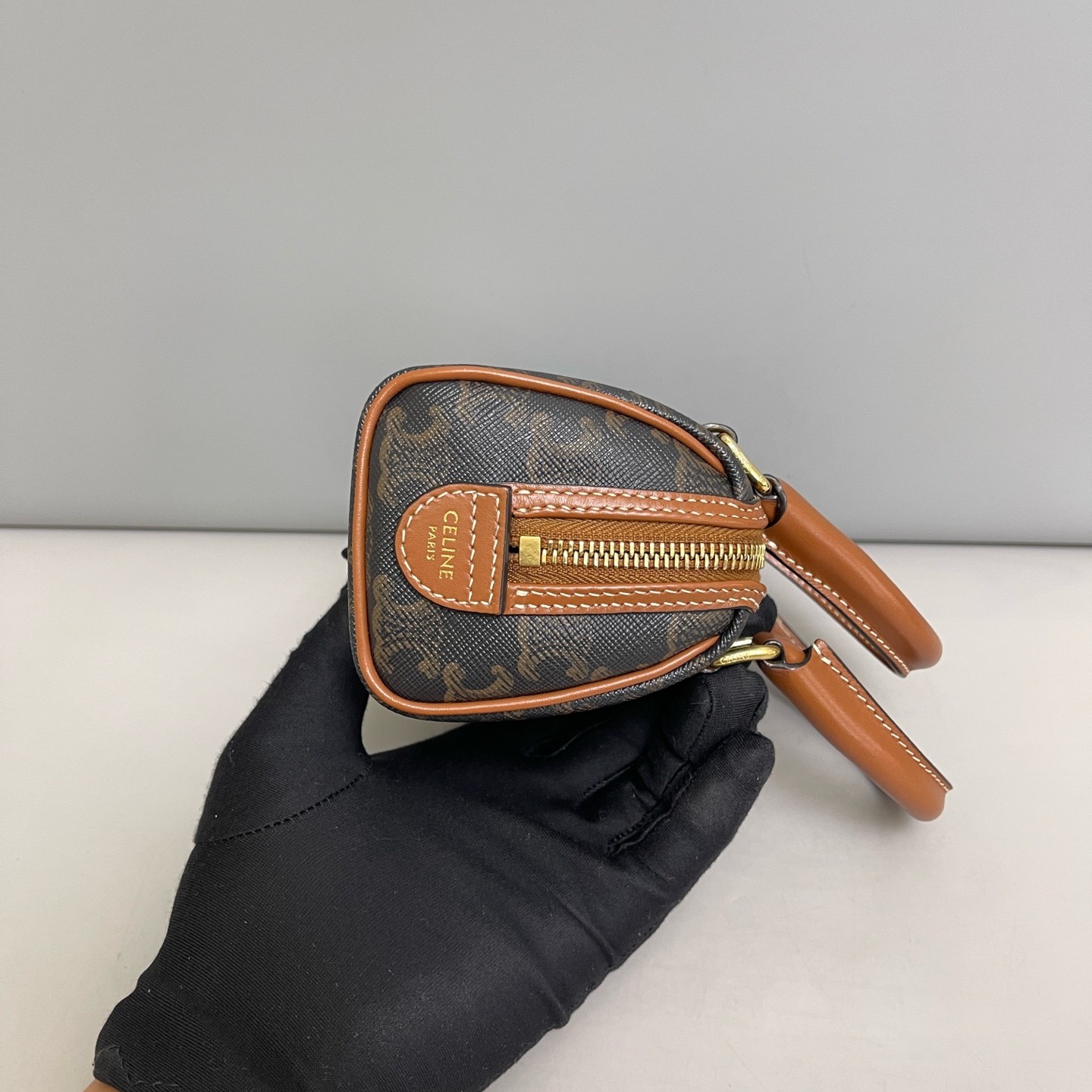 Celine Mini Boston Bag Brown Black Triomphe (kc071226d4r)