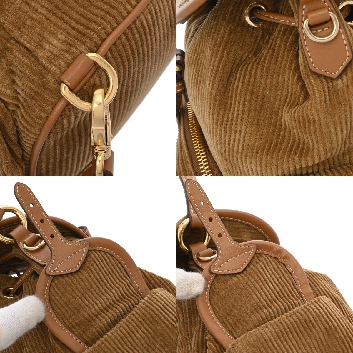 Miu Miu Backpack 5BZ043 Corduroy Brown unisex Backpack Â· Daypack