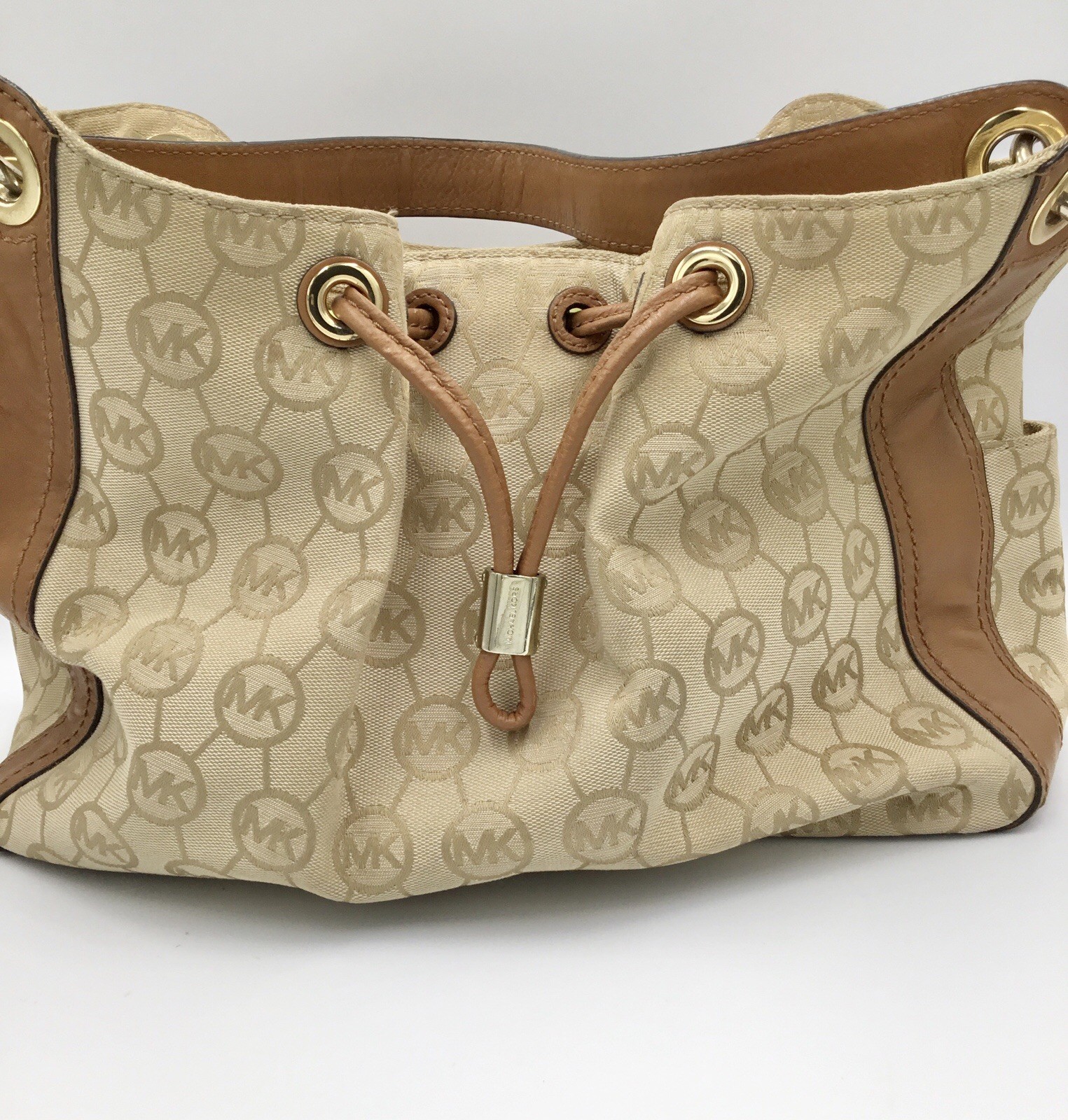 Michael Kors Ludlow Large Signature Jacquard Shoulder Bag Leather Double Handle