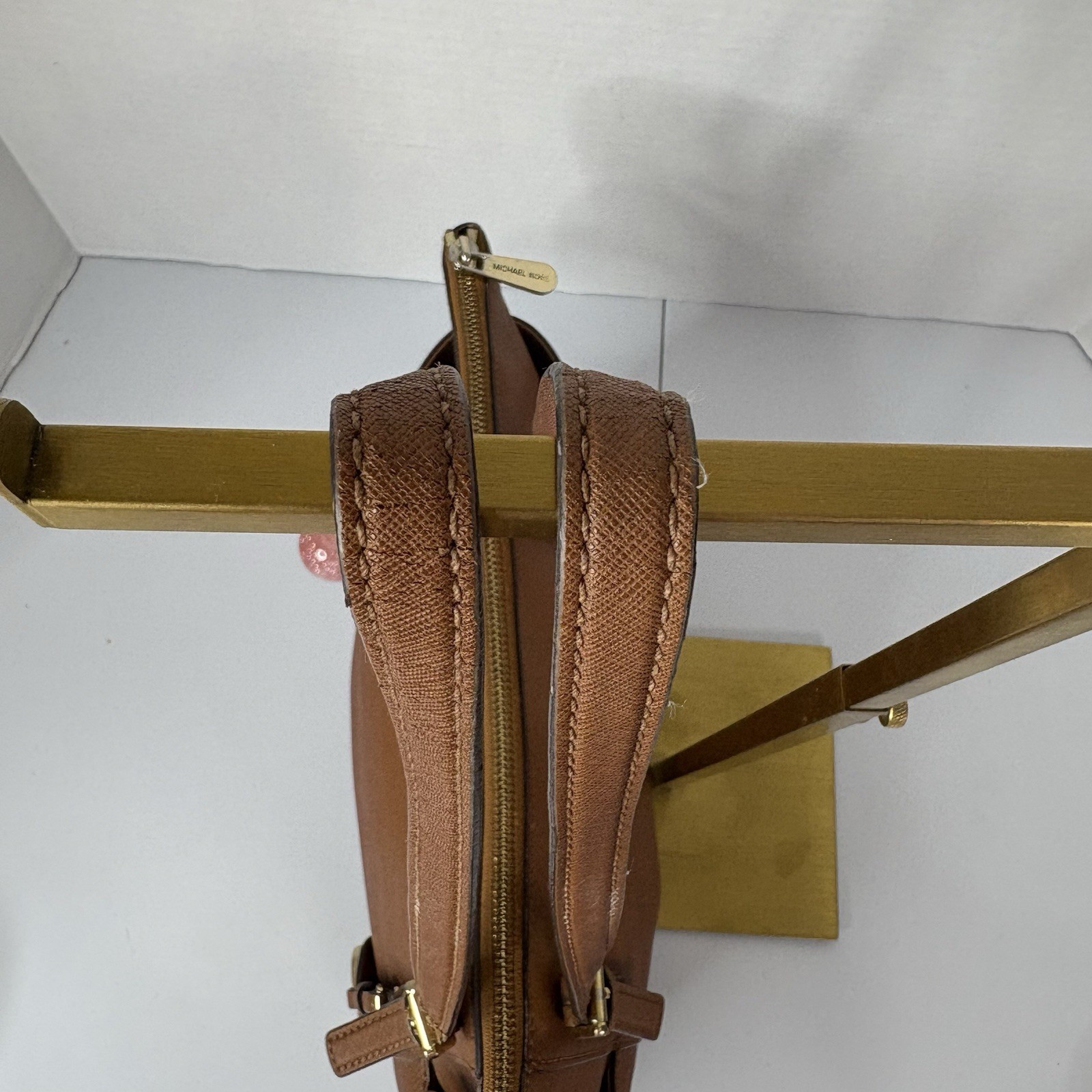Michael Kors Jet Set Travel Saffiano Leather Tote Bag Acorn Brown GoldHardware
