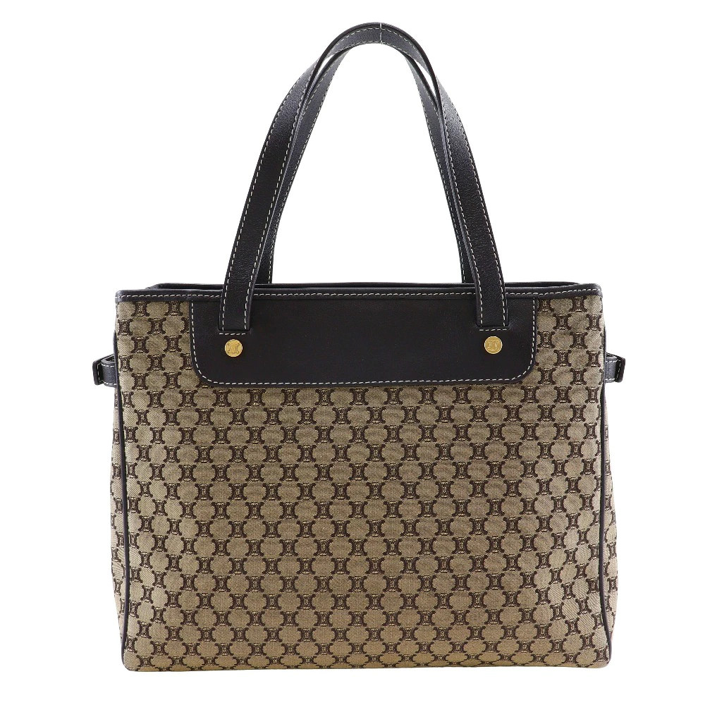 CELINE Macadam Handbag Canvas / Calfskin Brown with Papers Women’s #NB2018