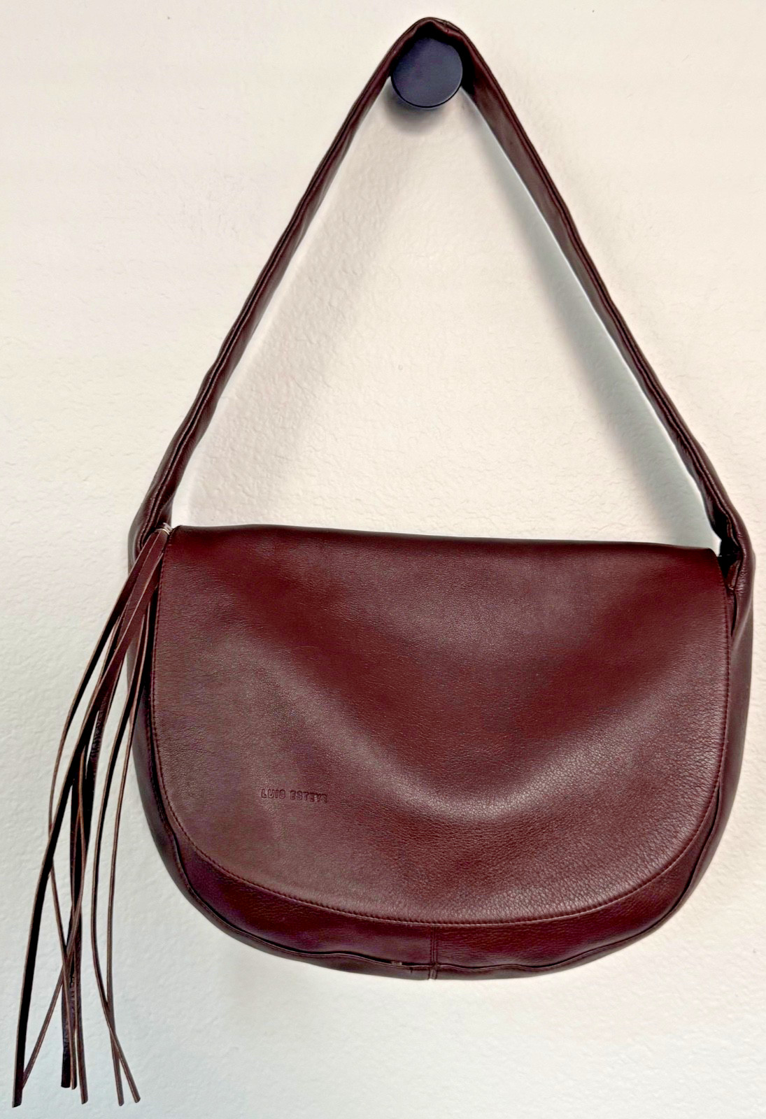 Luis Esteve Genuine Leather Brown Leather Shoulder Bag Made In Spain