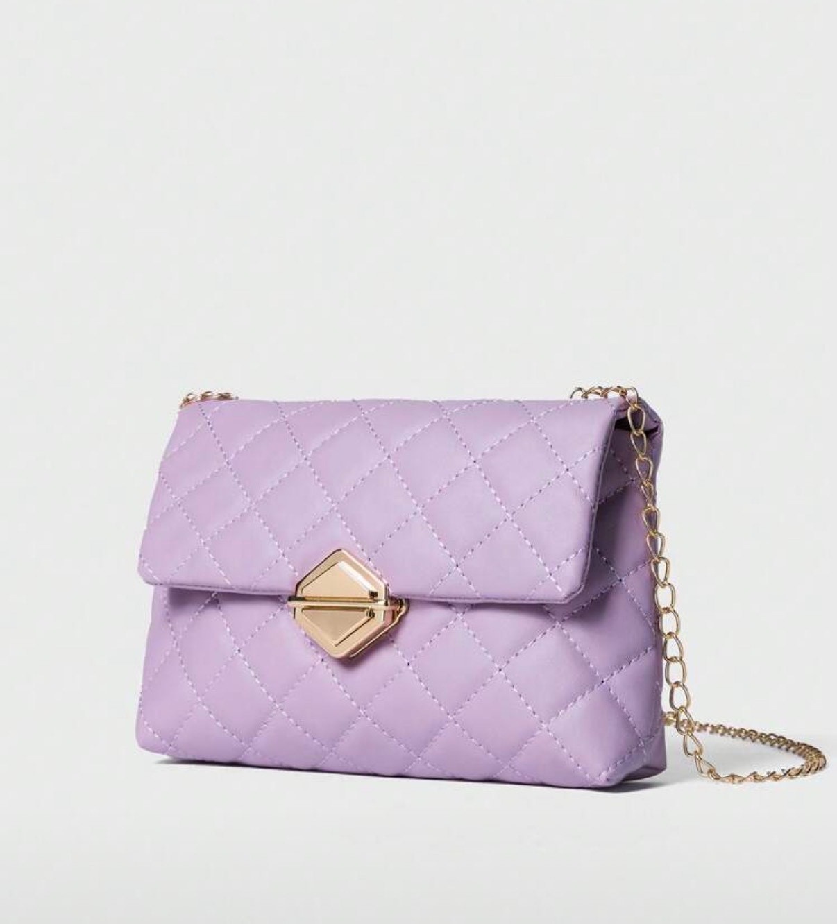 Women’s Quilted Lavender Chain Crossbody Shoulder Bag Purse Evening Clutch