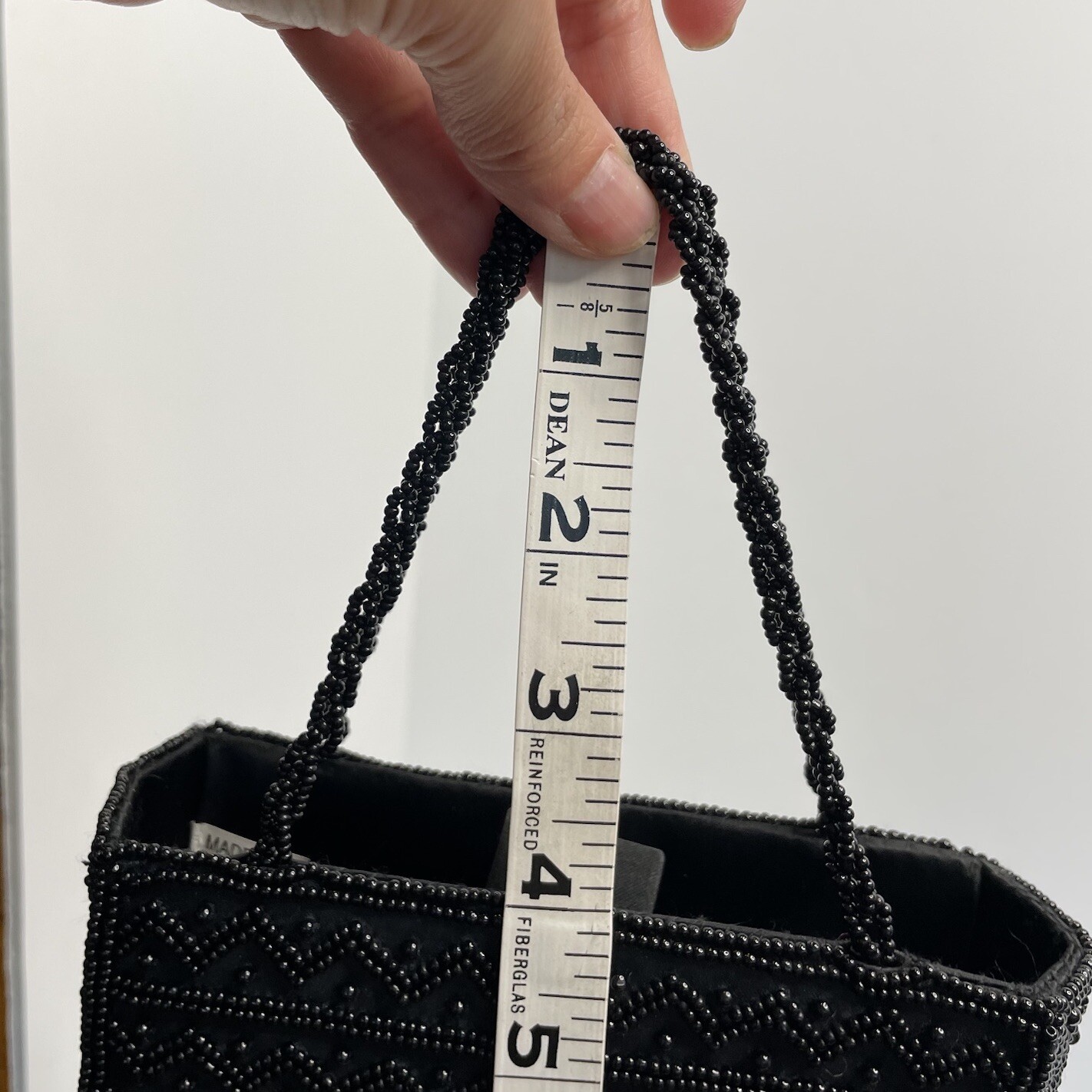 Vintage Valerie Stevens Y2K Black Beaded Silk Satin Mini Handbag Evening Bag