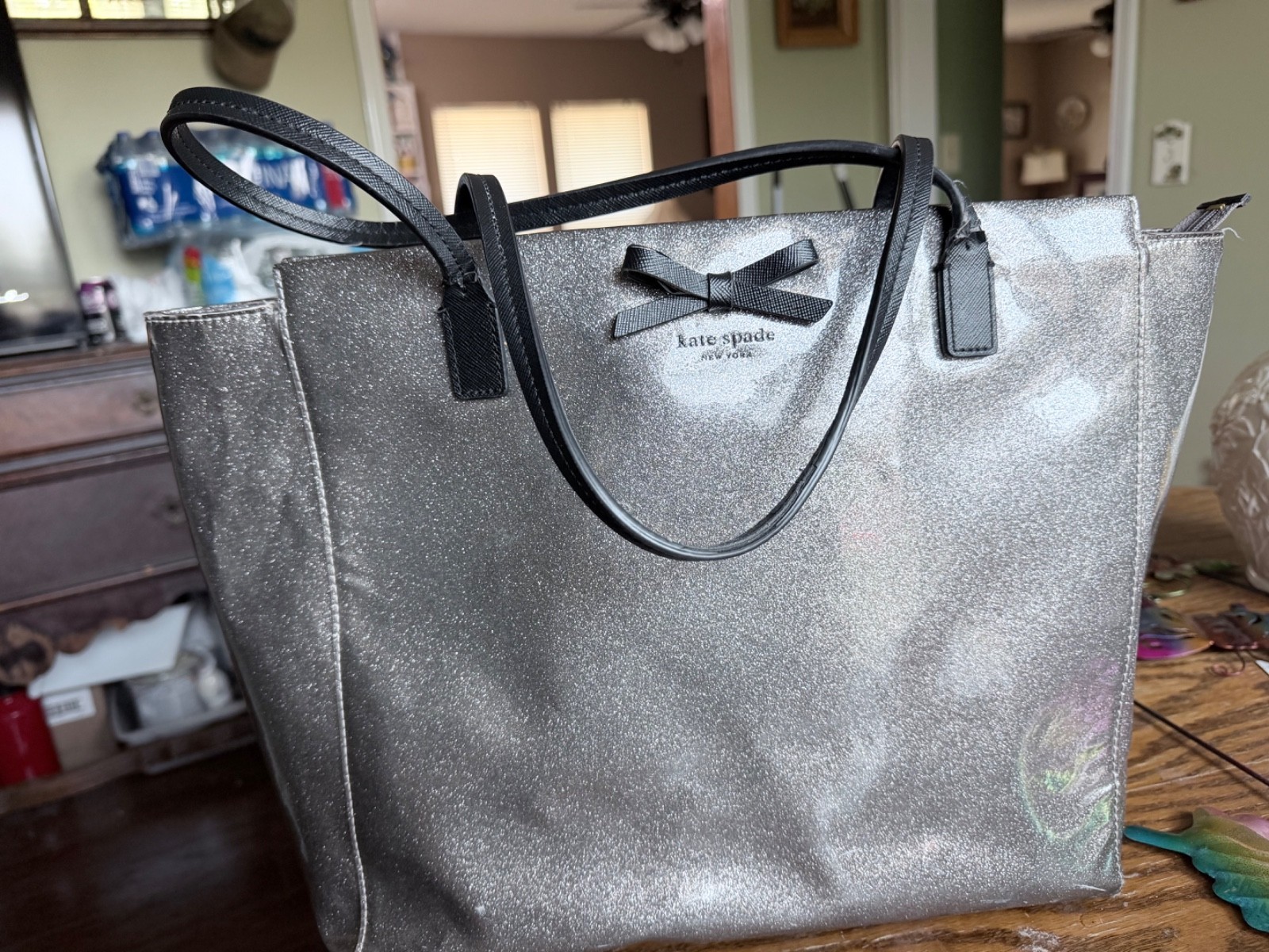Kate Spade Mavis Street Glitter Vinyl Large Tote Shoulder Bag
