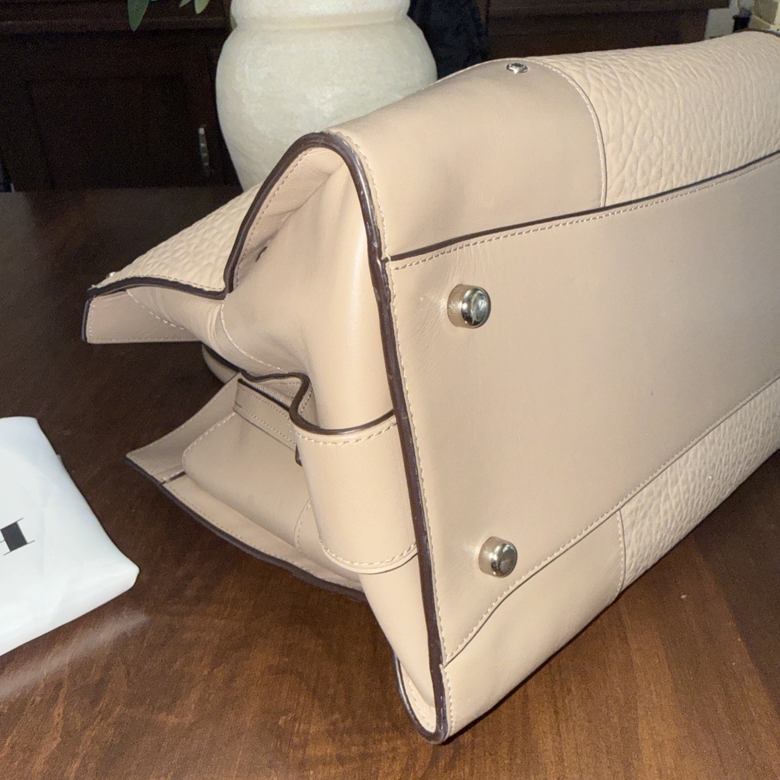 Coach F37575 Mercer 30 In Stone Soft Grain Leather Convertible Satchel