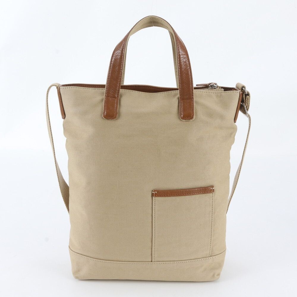Burberry London 2Way Leather Canvas Shoulder Bag Messenger Tote Brown Unisex