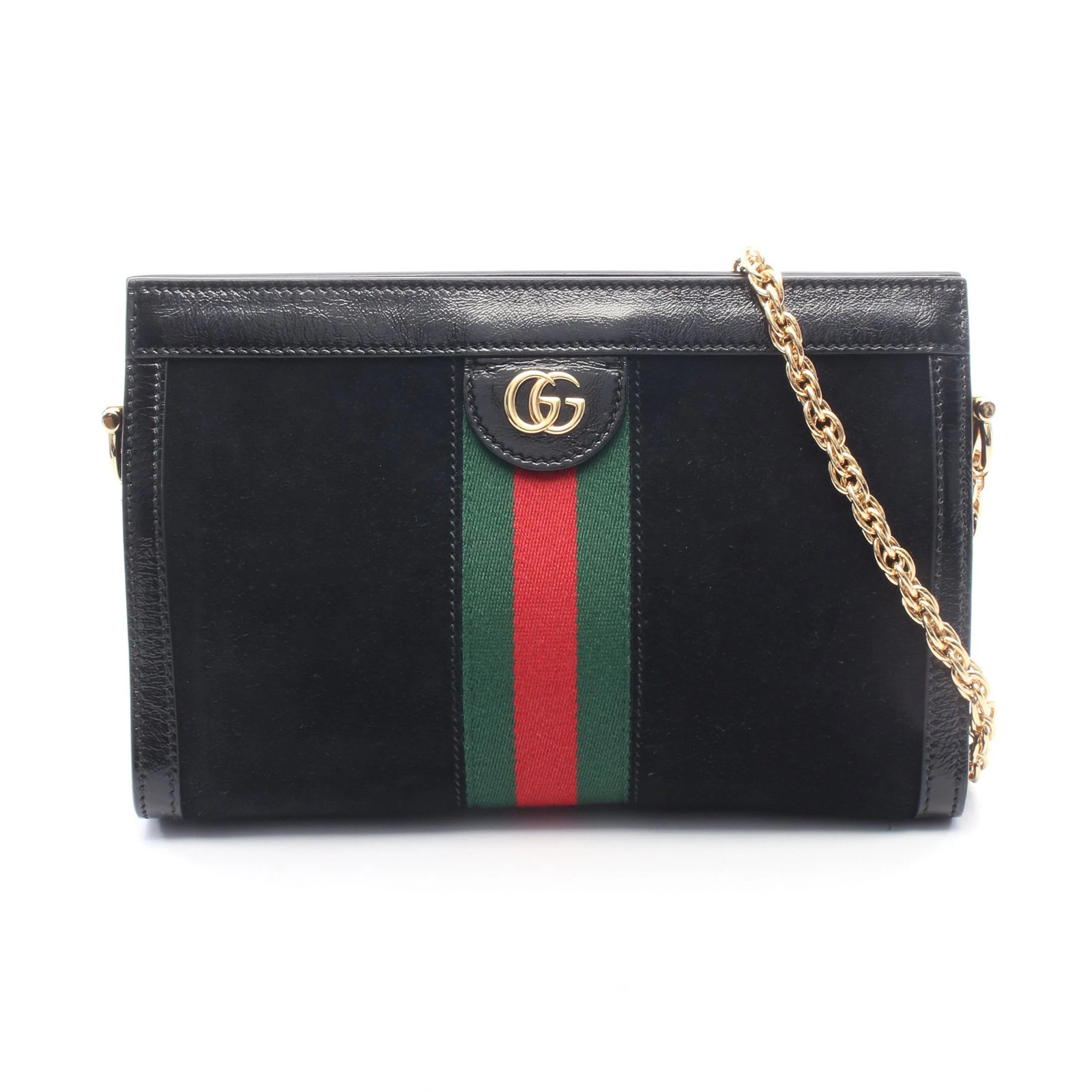 Gucci Chain Shoulder Shoulder Bag Black Leather #RCB14638