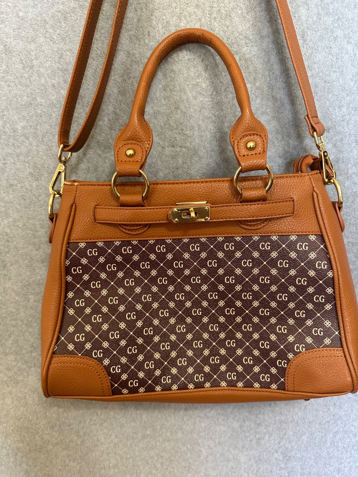 The DANBURY MINT Handbag Purse Womens Brown Personalized CG Initials – Used