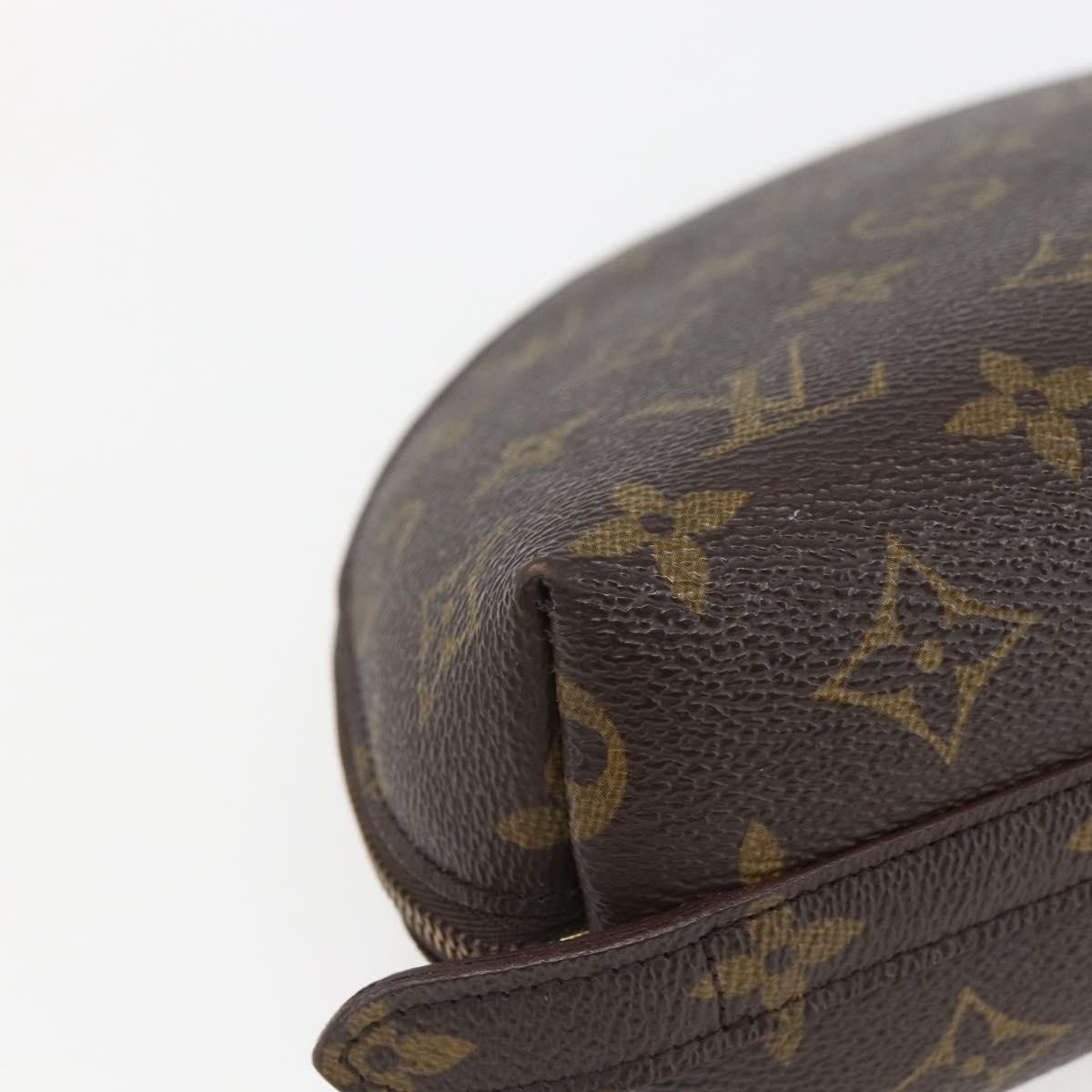 LOUIS VUITTON Monogram Trousse Demi Ronde Cosmetic Pouch M47520 LV Auth ka703