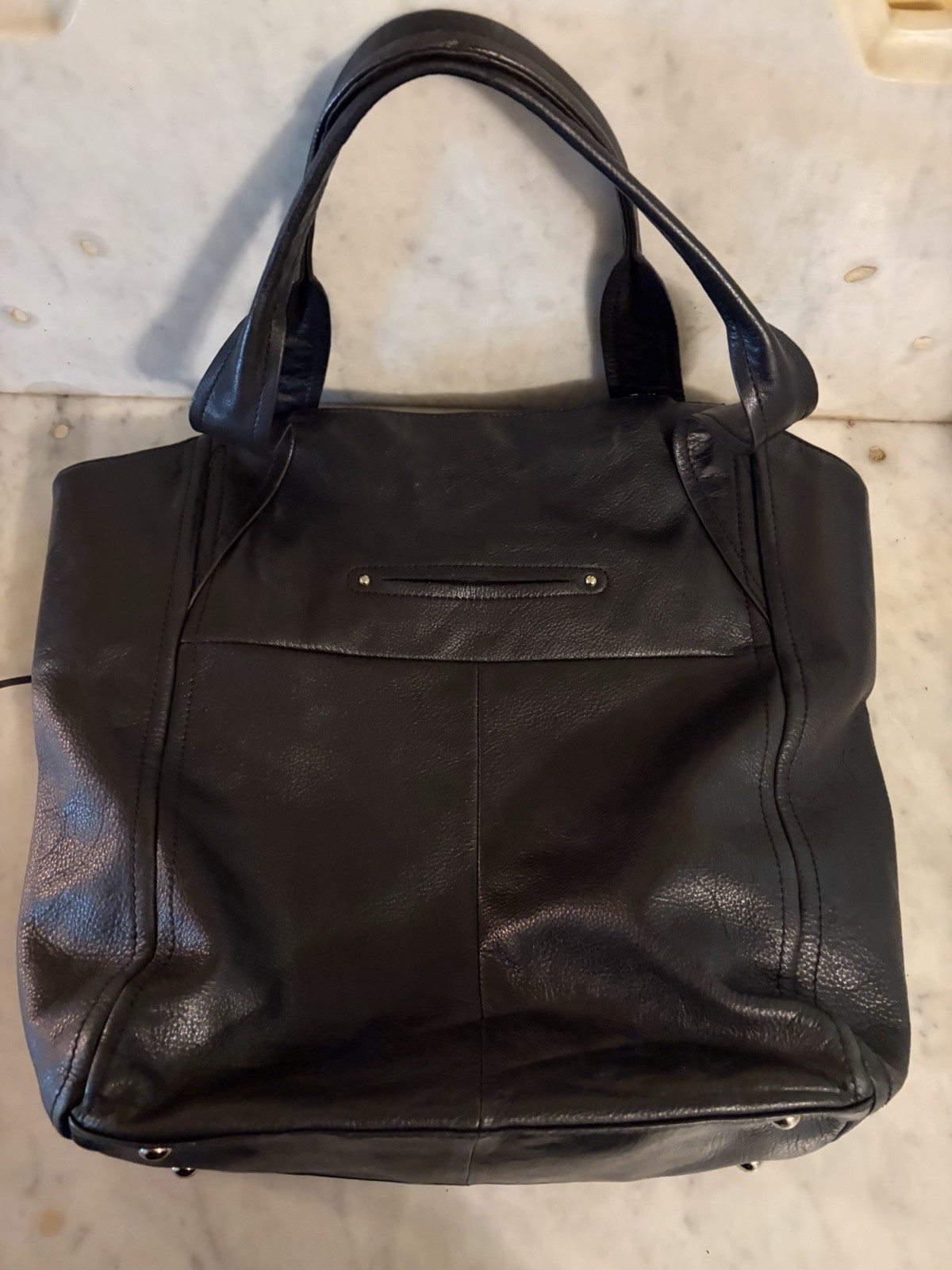 Vintage B. MAKOWSKY Shoulder Bag Leather Black Large Amazing Condition