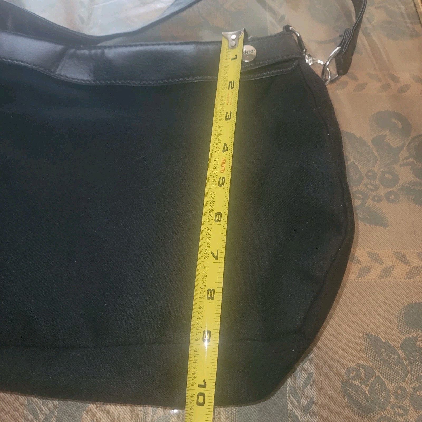Thirty One Skirt Purse Shoulder Handbag Black Fabric and Faux leather