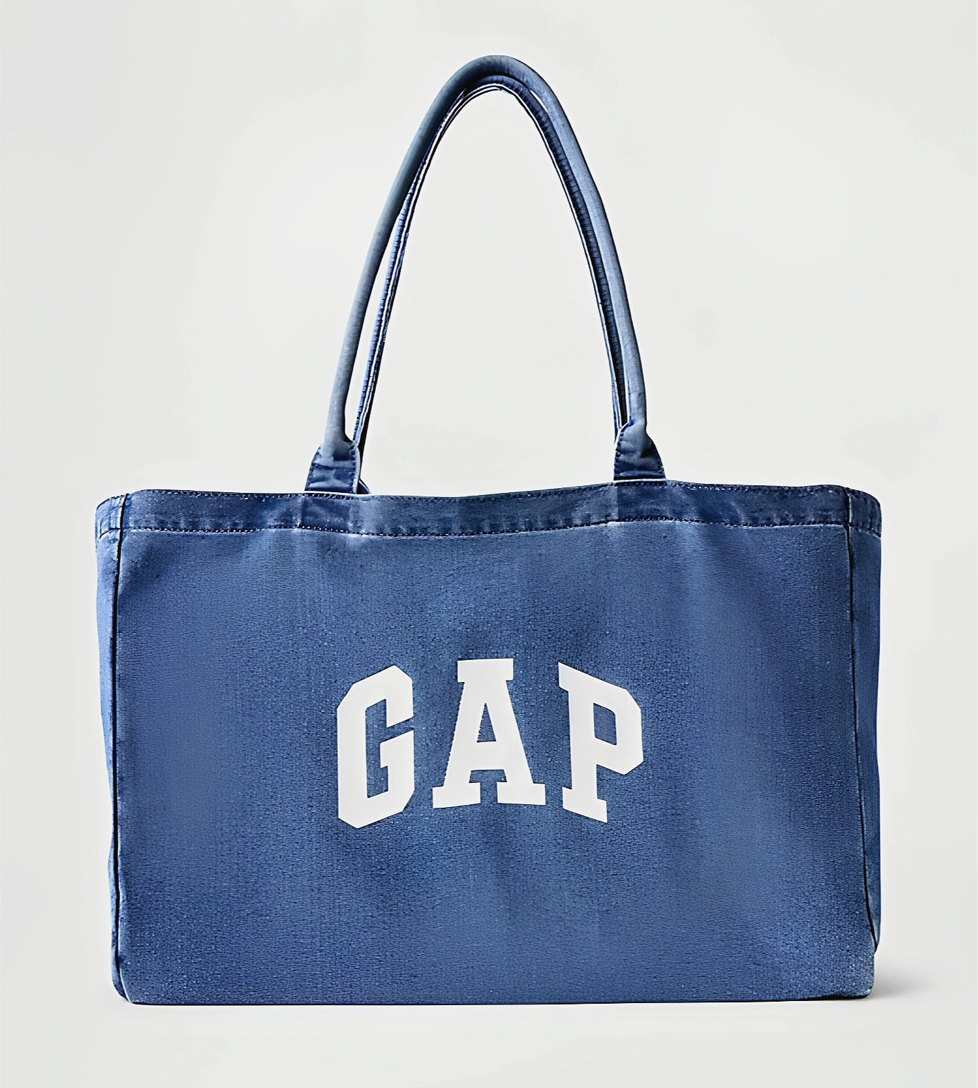 GAP Logo Denim Tote Bag Oversized Washed Blue Jean Bobusang Classic Arch Shopper