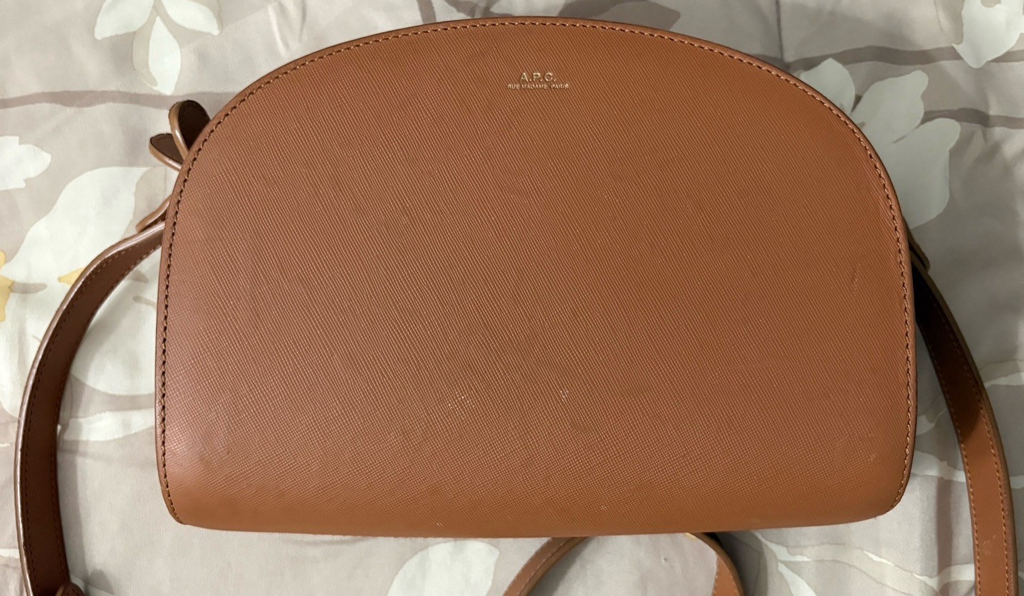 A.P.C. Half Moon Demi Lune crossbody Brown Saffino leather bag