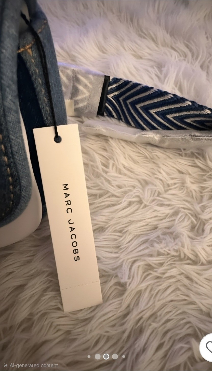 Marc Jacobs Blue Chevron Crossbody Bag Turn Lock Adjustable Strap Silver w/ Card
