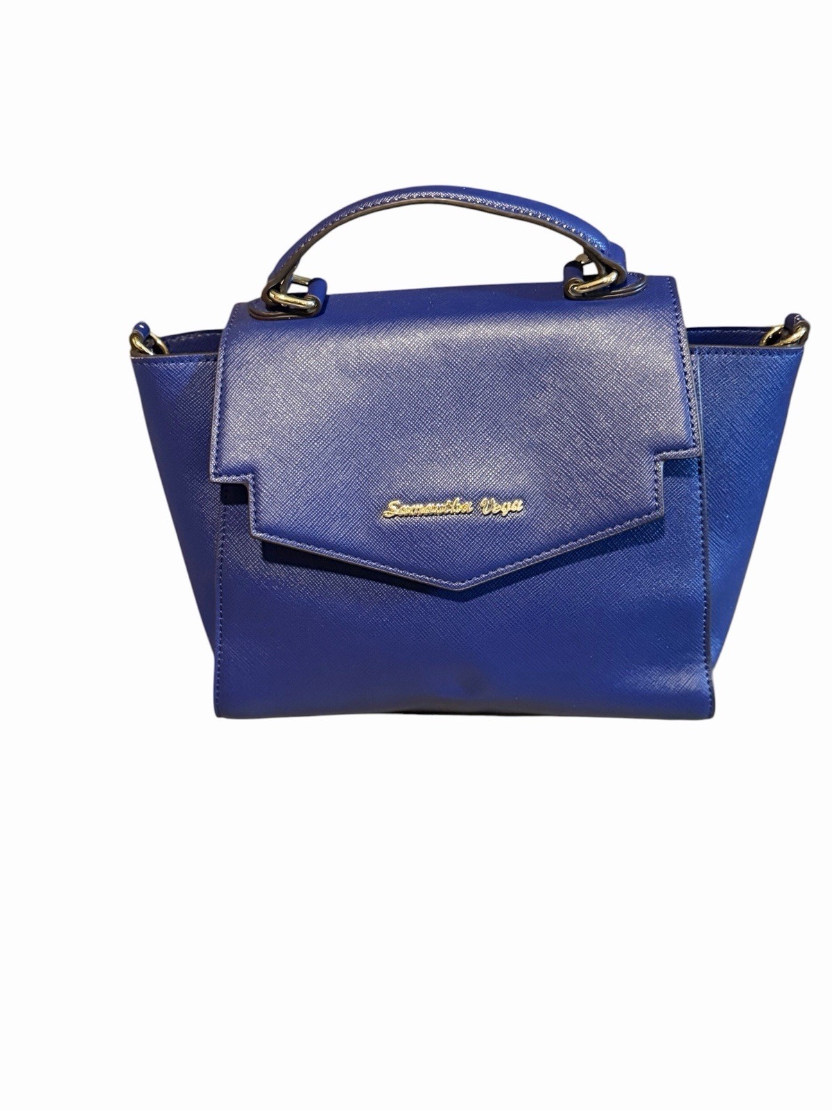 Samantha Vega Royal Blue Satchel Crossbody With Gold Tone Hardware