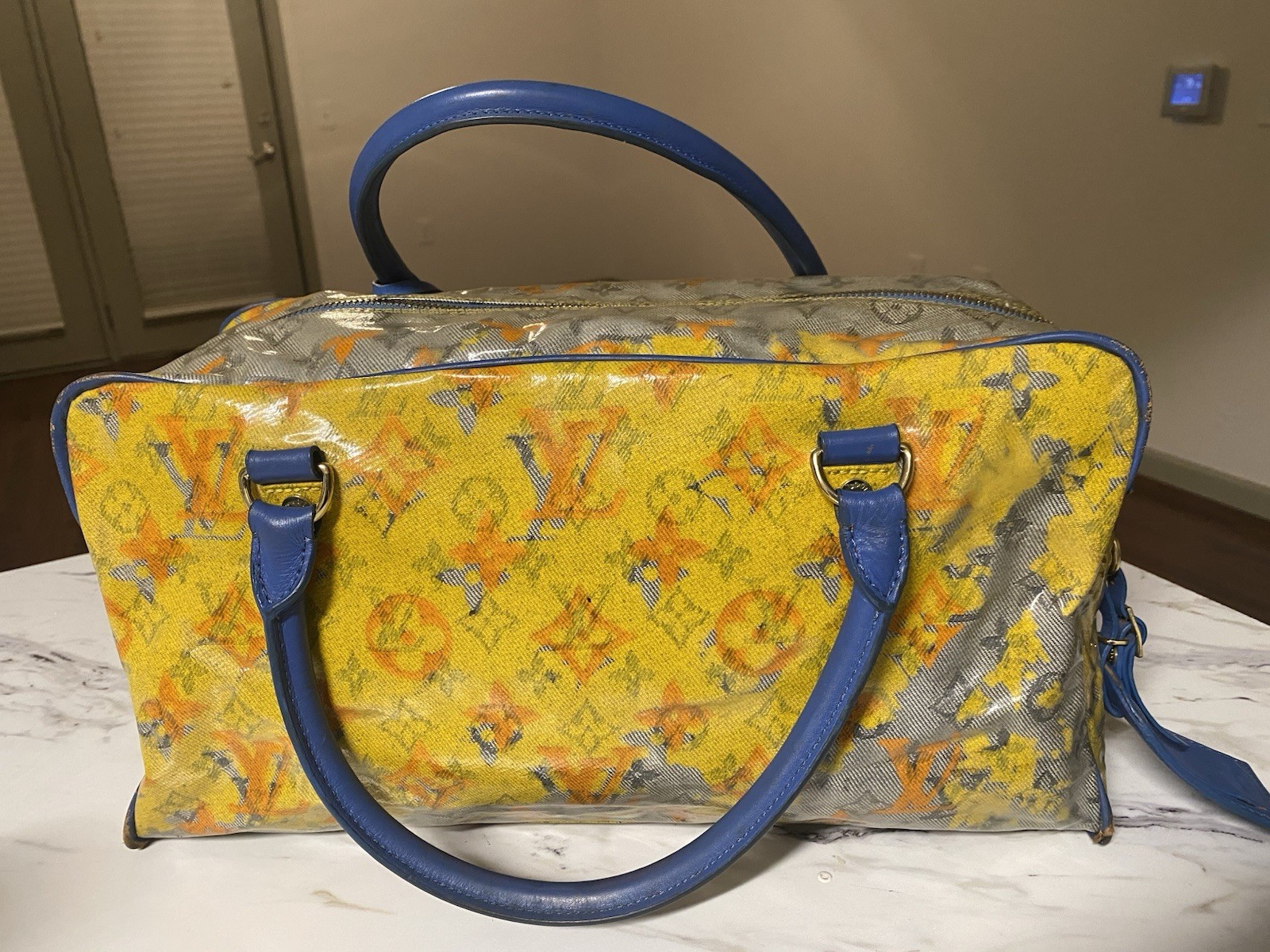 Louis Vuitton Monogram Graffiti Yellow Blue Duffle Bag only Keys