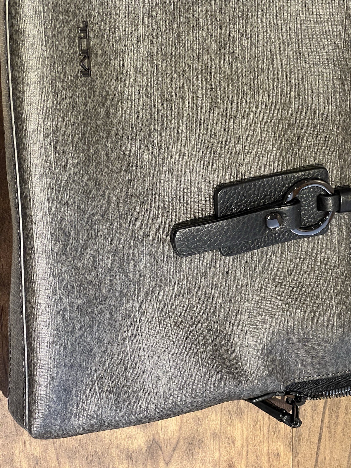 Tumi Stanton Anita Portfolio Shoulder Bag Messenger Briefcase Grey Black Strap