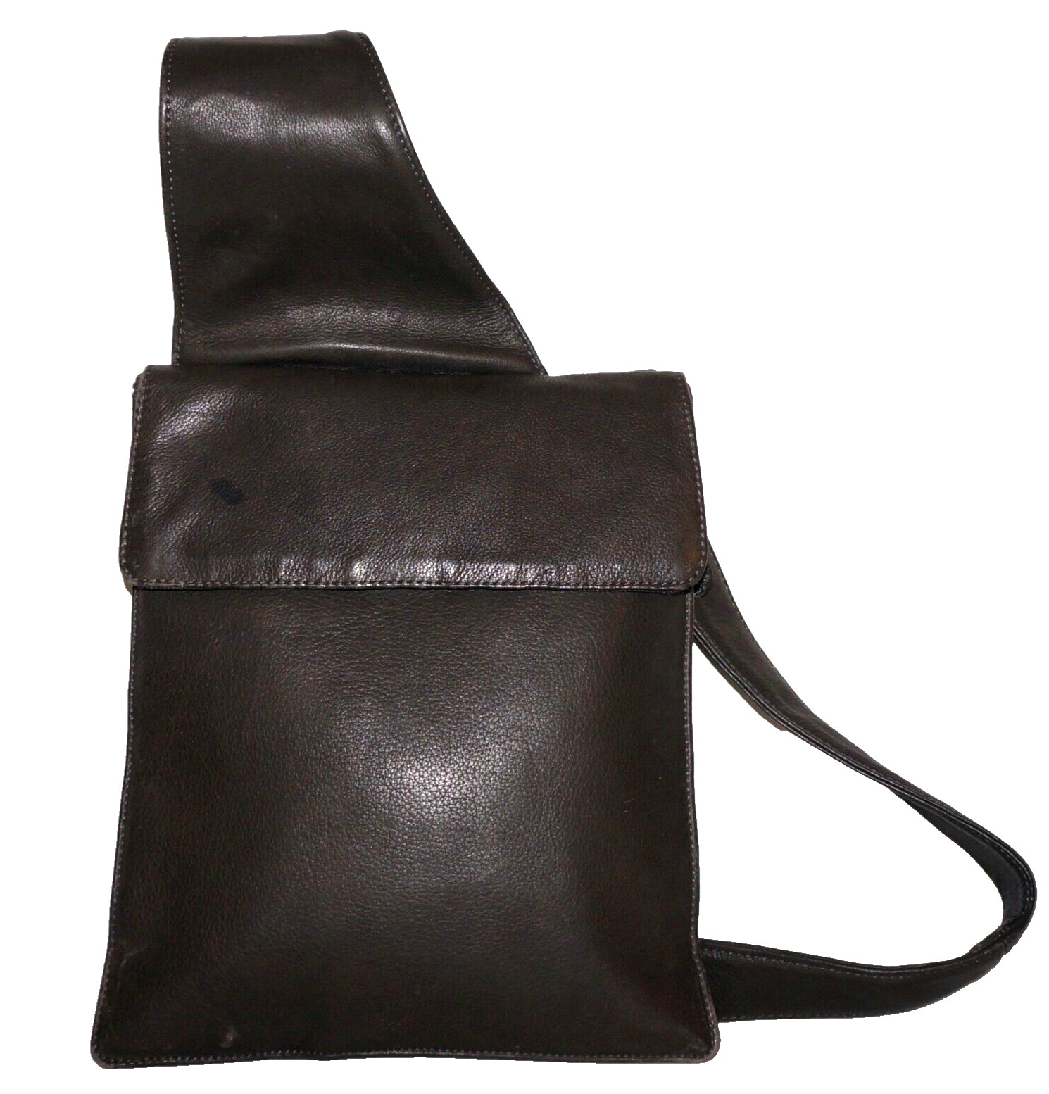 CANYON OUTBACK Deep Khaki Taupe Leather Slim Crossbody Shoulder Bag 10 x 9