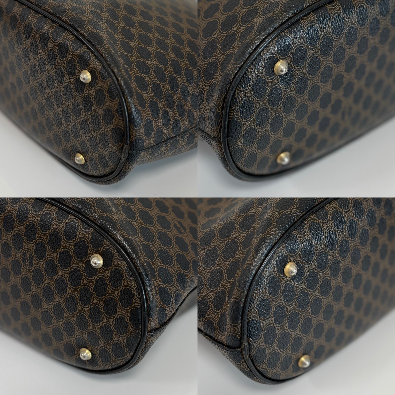 Celine Macadam PVC Leather Tote Bag Brown Black Gold