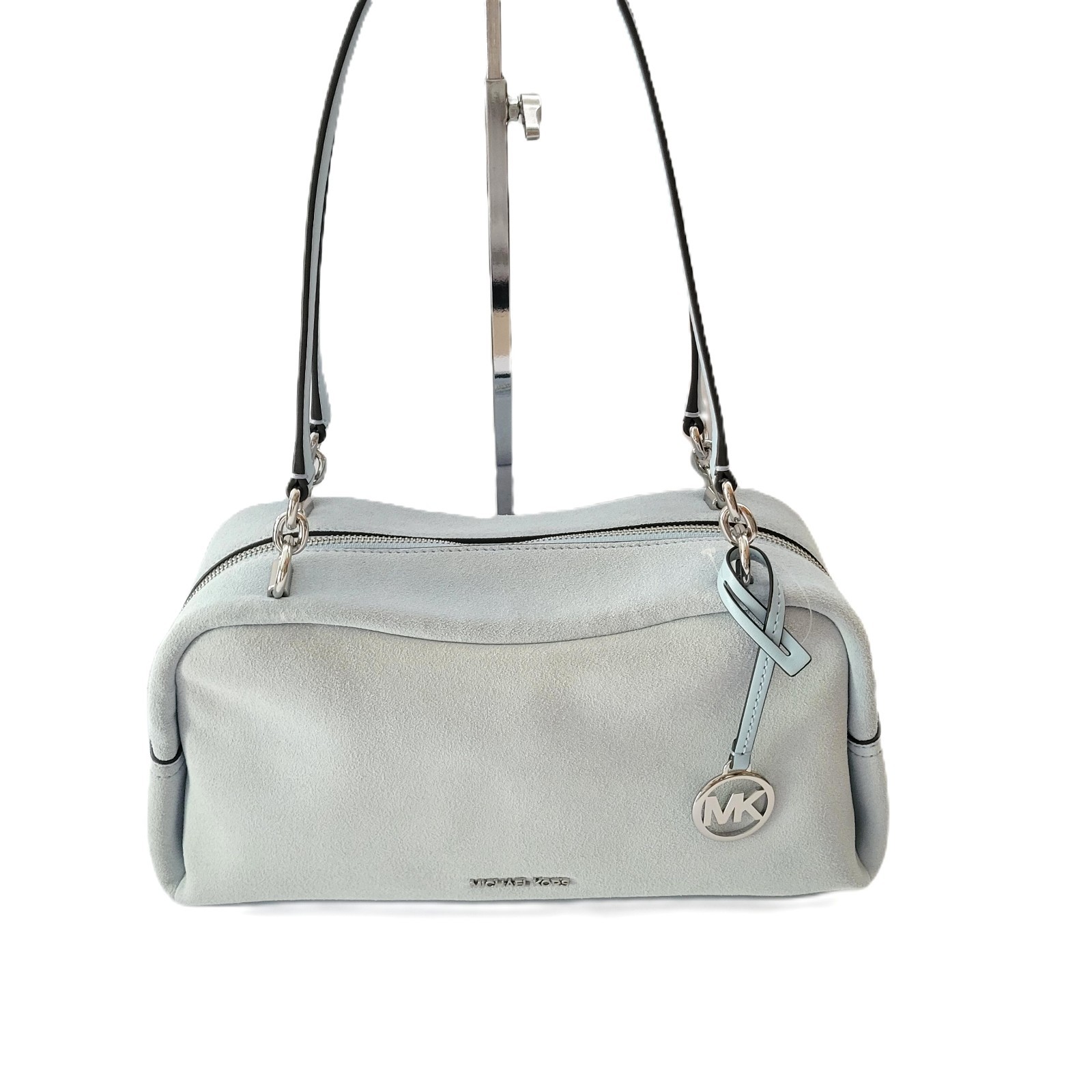 Michael Kors Cecily Medium Shoulder Bag Handbag Pale Ocean Suede Leather