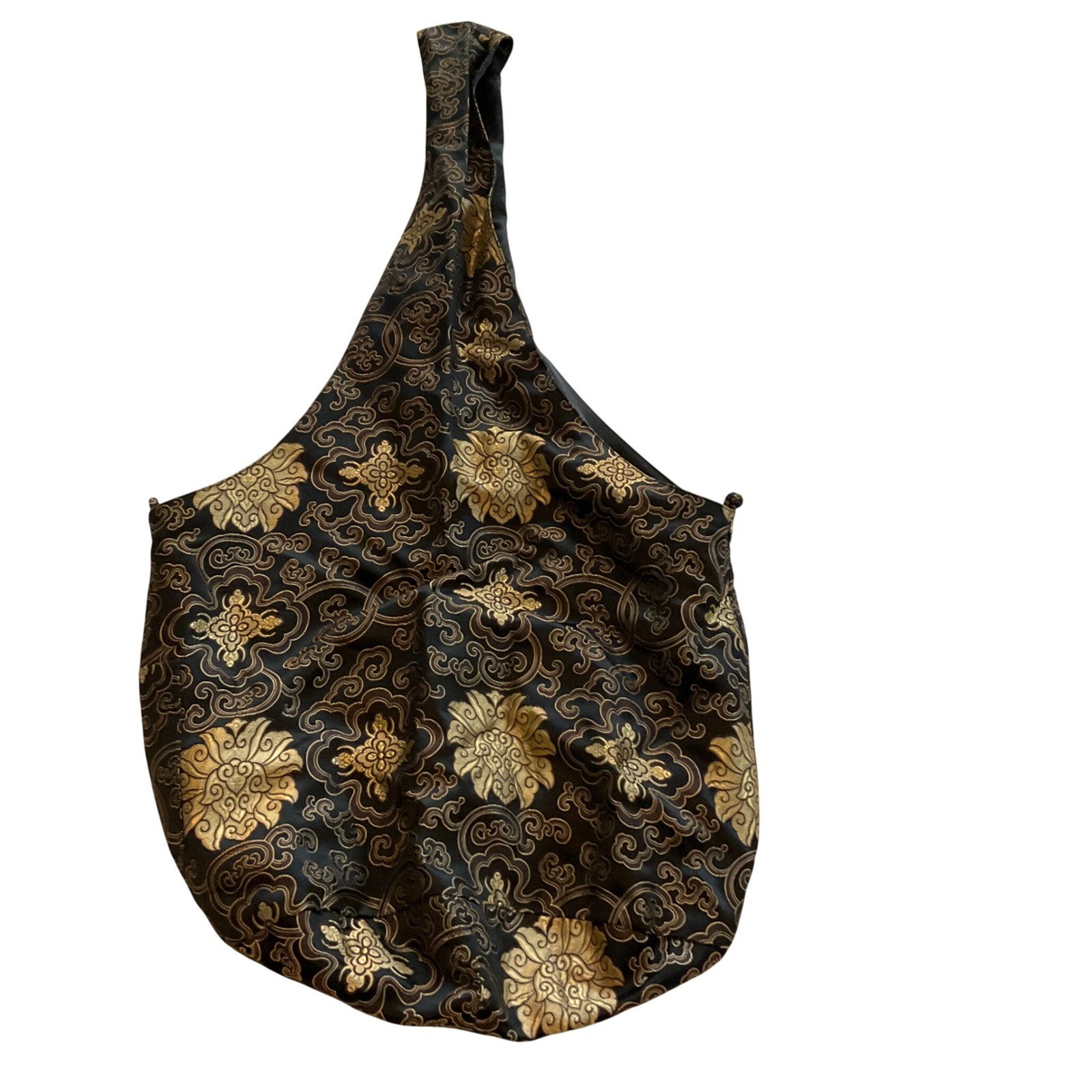 Dreamsacks Black Gold Damask Asian Inspired Shoulder Bag Hobo Purse