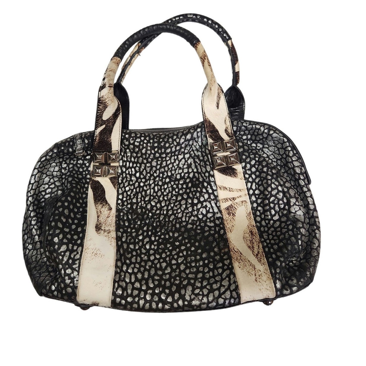 Sharif New York 1827 Couture – Leather animal print satchel Great cond. blue int