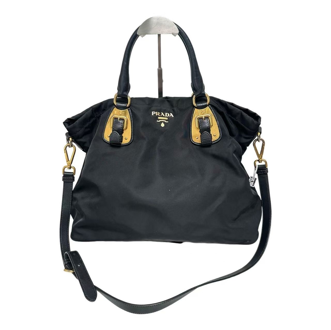 Prada/ Black Tessuto Nylon Top Handle Tote Bag