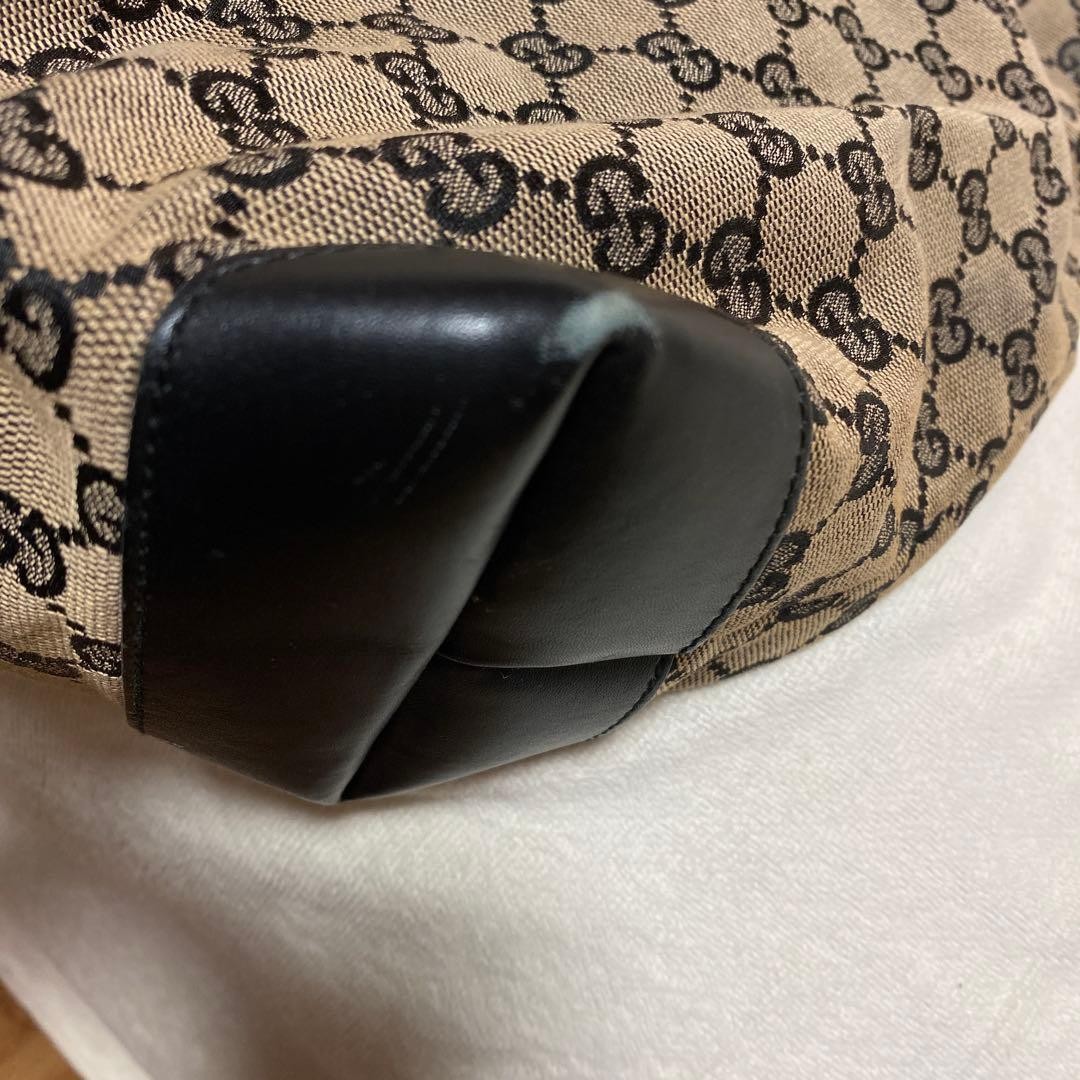 GUCCI Canvas Leather Tote Bag Beige X Black Women Auth 15.74 x 11.81 x 4.72inch