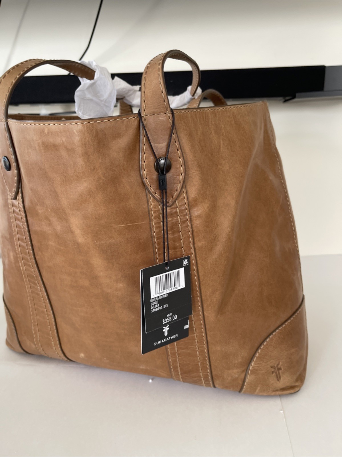 Frye Melissa Large Shopper Tote Bag COGNAC DB181 NWT $358