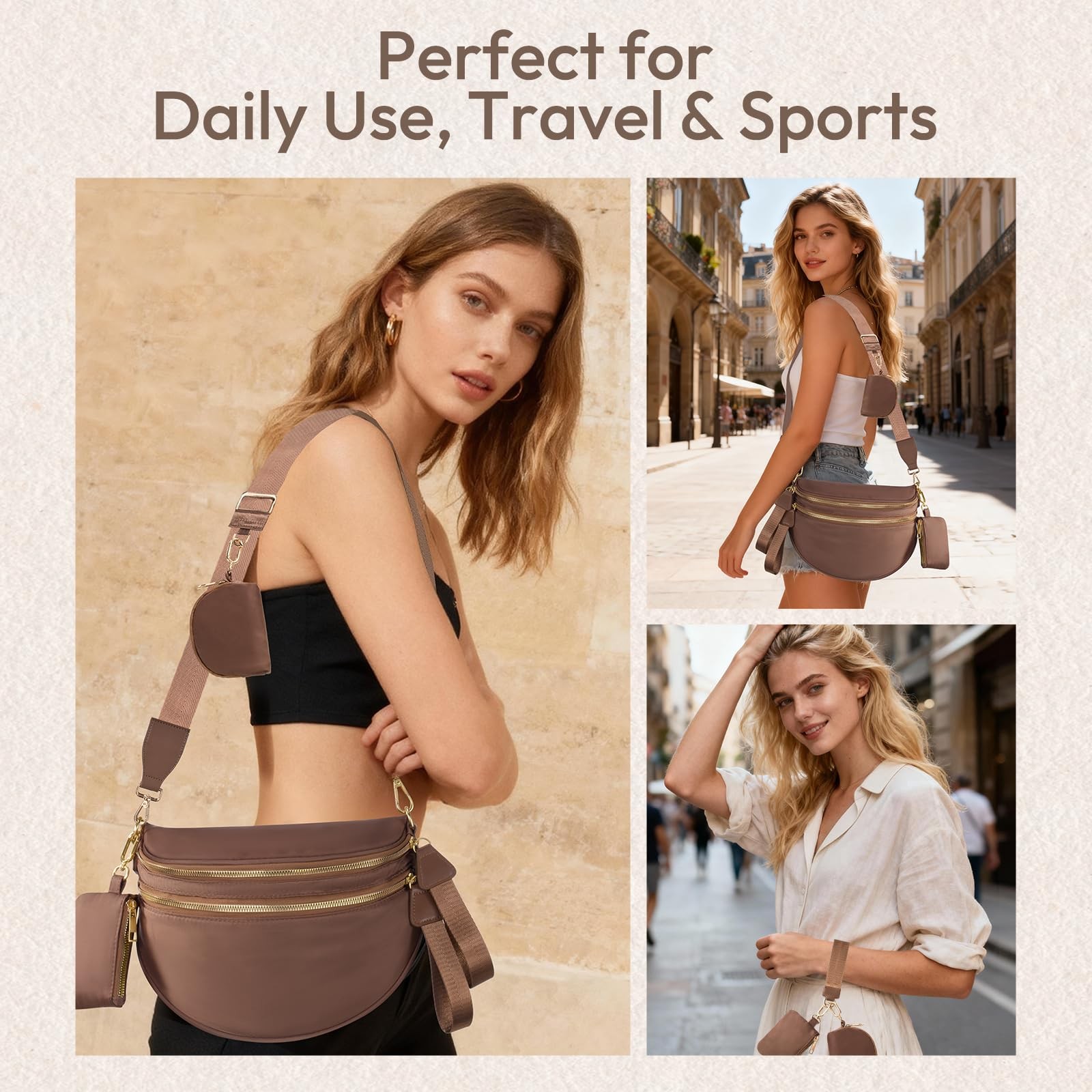 Cross Body Bag for Women Bum Bag Checkered Belt Bags Fanny Packs for Girls Tr