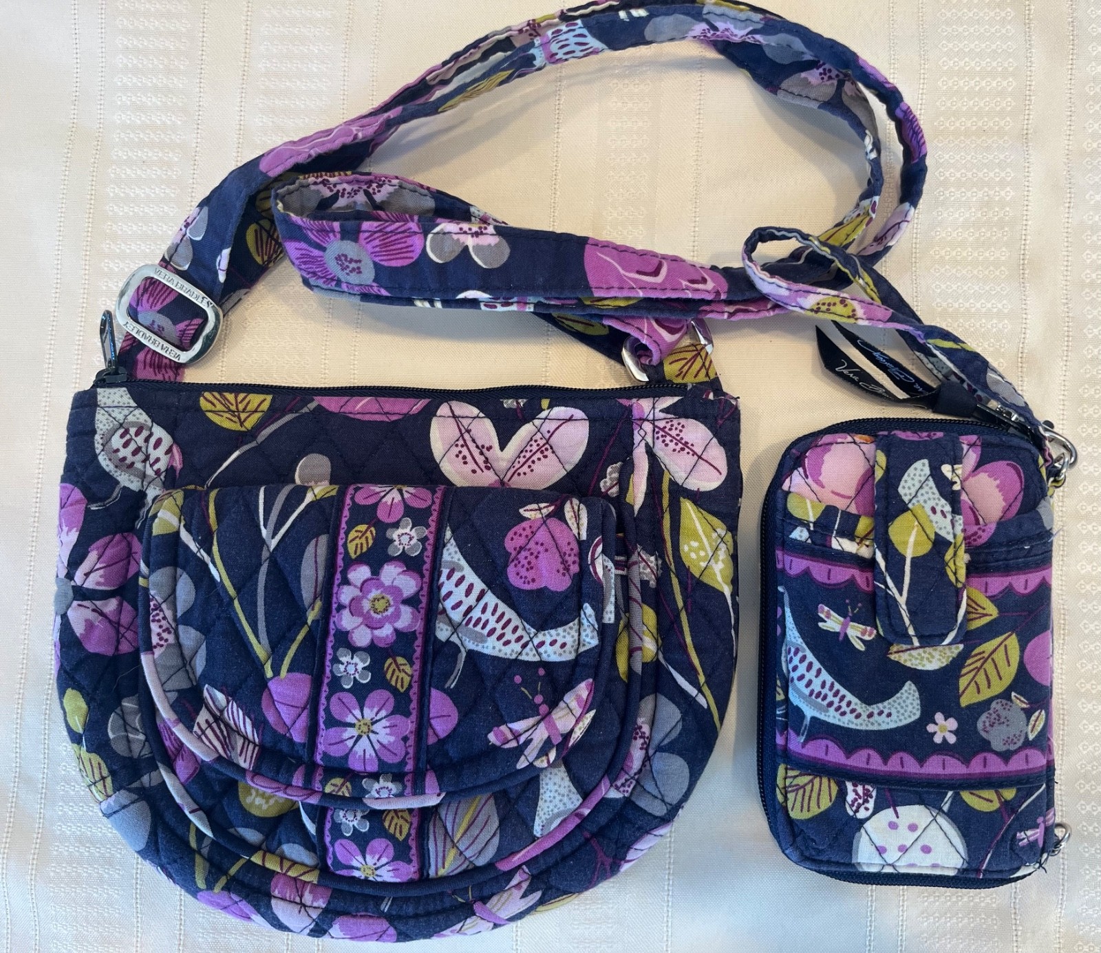 Vera Bradley Lizzy Crossbody Shoulder Bag AND Wallet Lot Floral Nightingale
