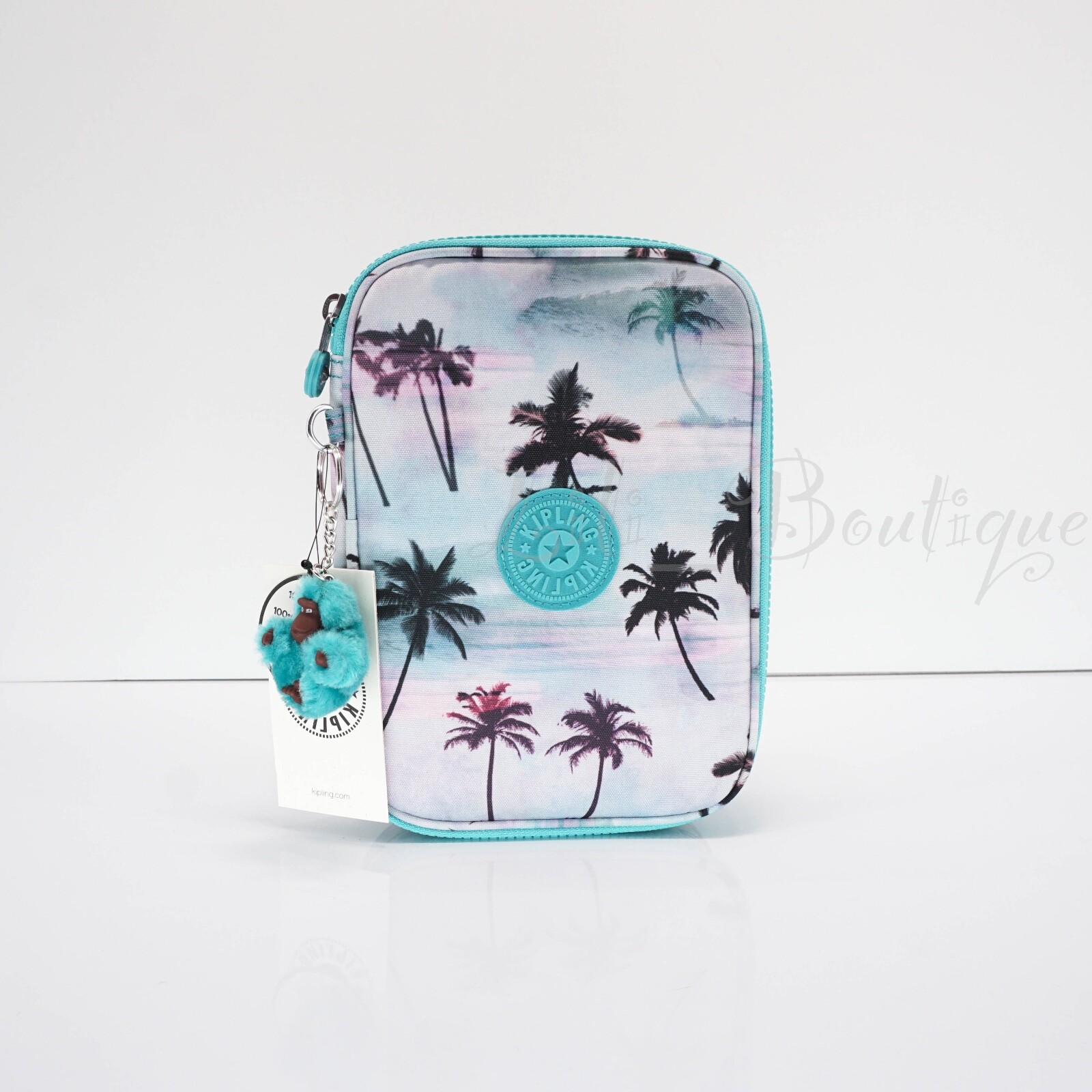 NWT Kipling KI6002 100 Pens Case Pencil Accessory Polyester Shadow Palm Multi 54