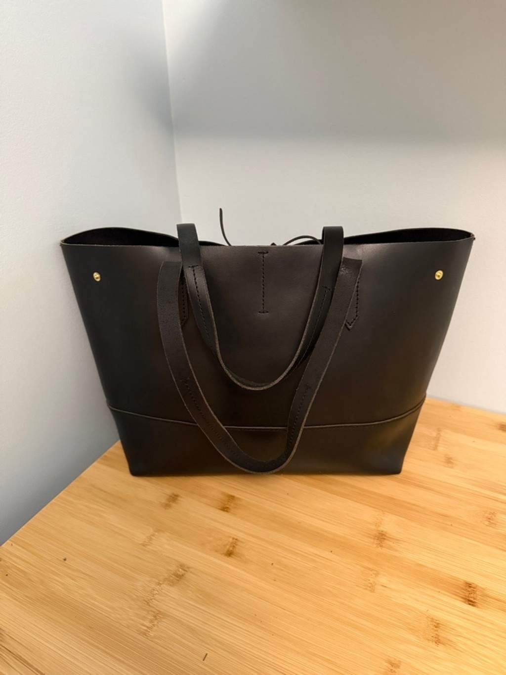 J. Crew Classic Uptown Black Leather Tote Computer Shoulder Bag Purse JCrew