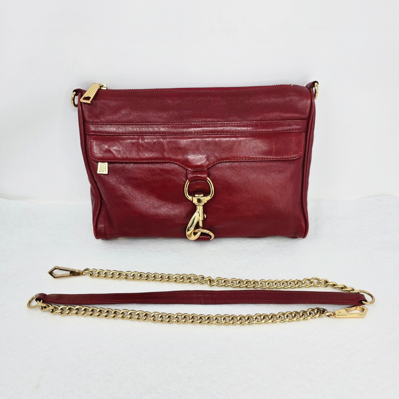 Rebecca Minkoff MAC Crossbody Red Leather Convertible Bag Purse Handbag Chain