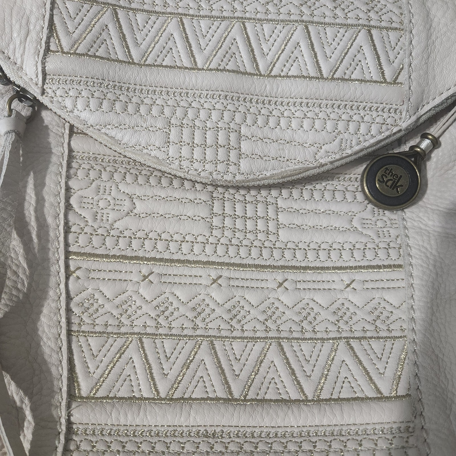 The Sak Silverlake crossbody bag with embroidered details. White Leather Boho