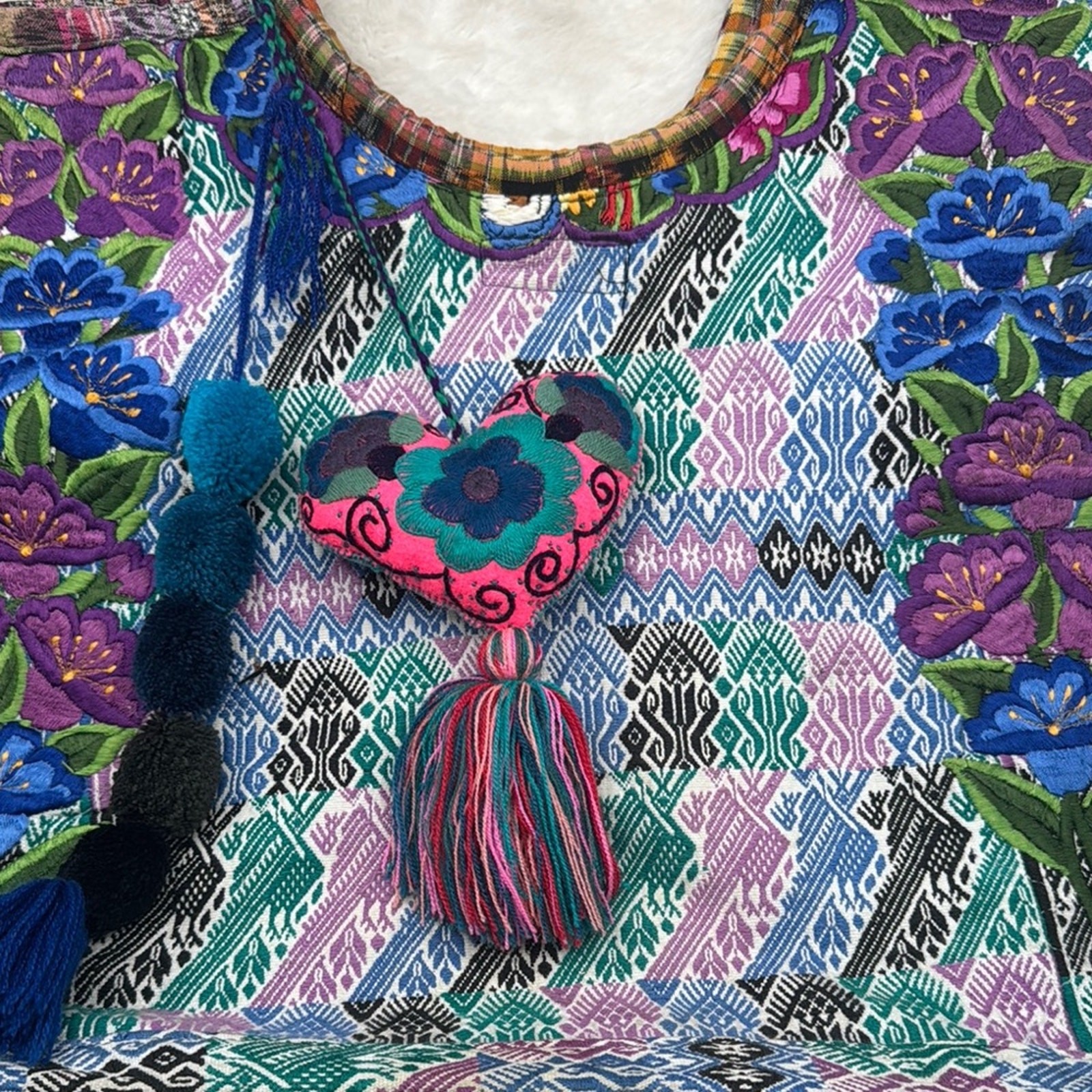 Colorful Floral Embroidered Tote Bag