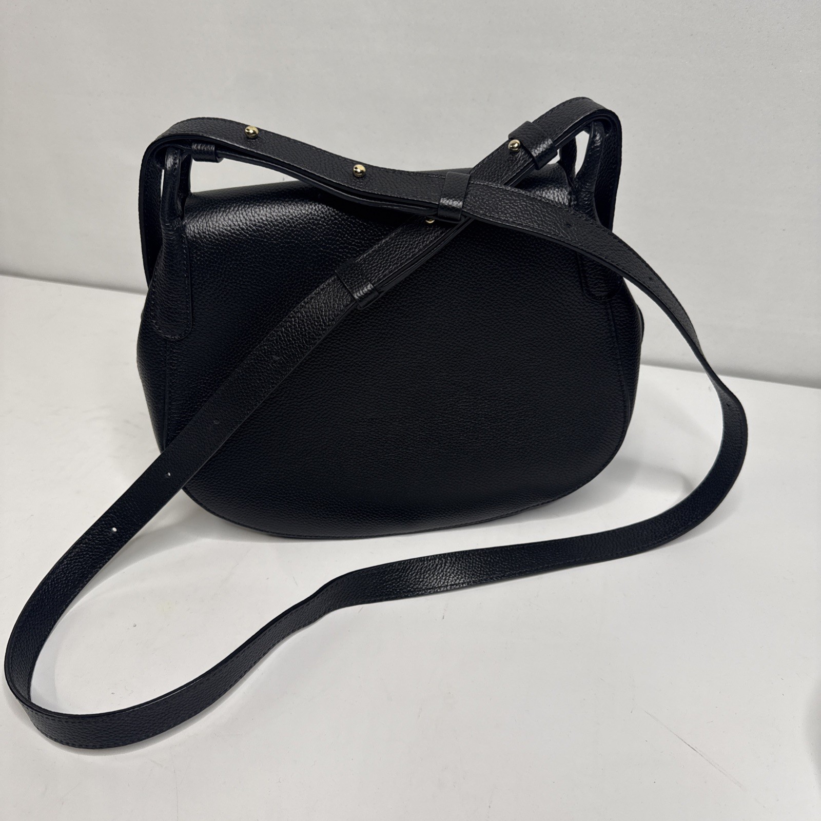 DeMellier Lausanne Black Leather Bag with Gold Accent