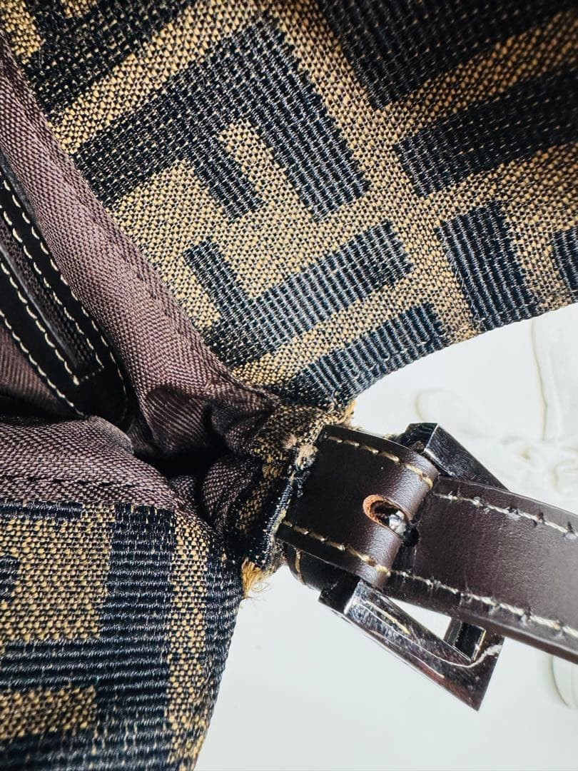 Excellent · Rare FENDI Zucca Pattern Mamma Bucket One-Shoulder Bag FF Logo