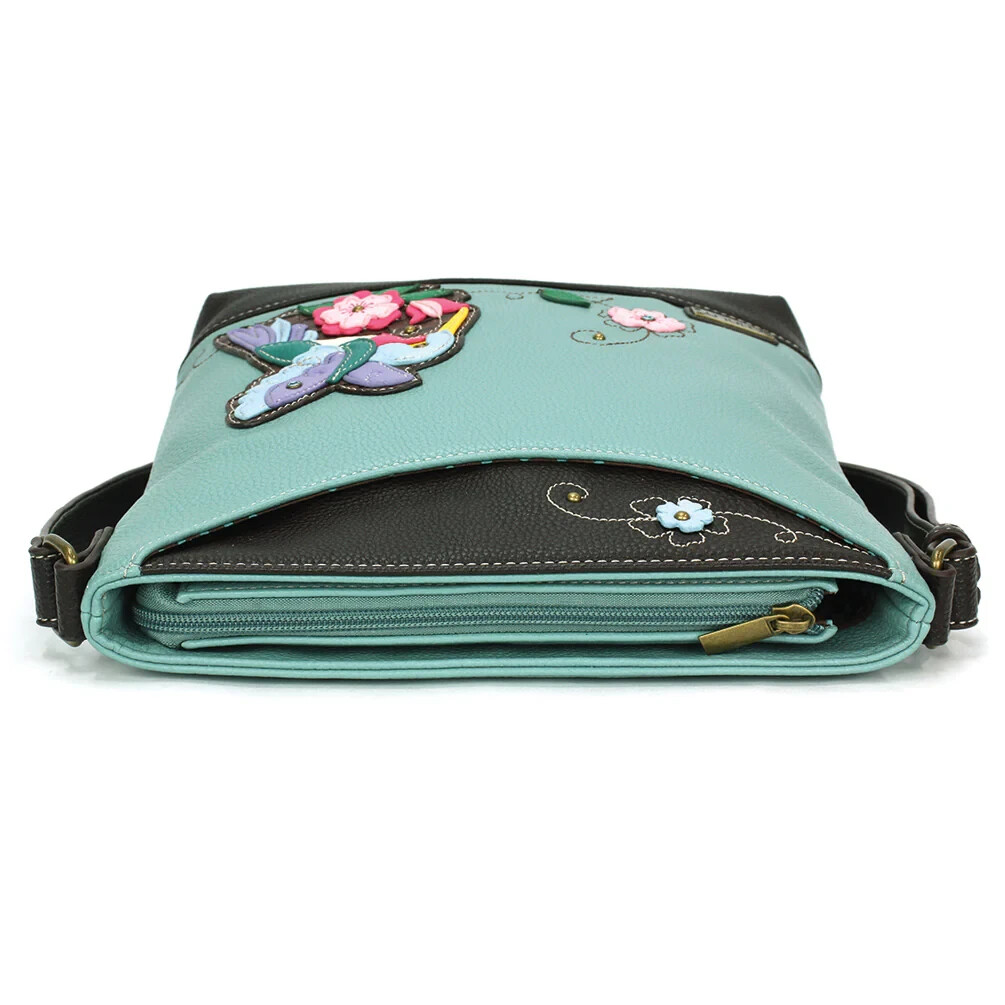 NEW CHALA BLUE HUMMINGBIRD SWEET MESSENGER CROSSBODY TOTE PURSE FAUX LEATHER