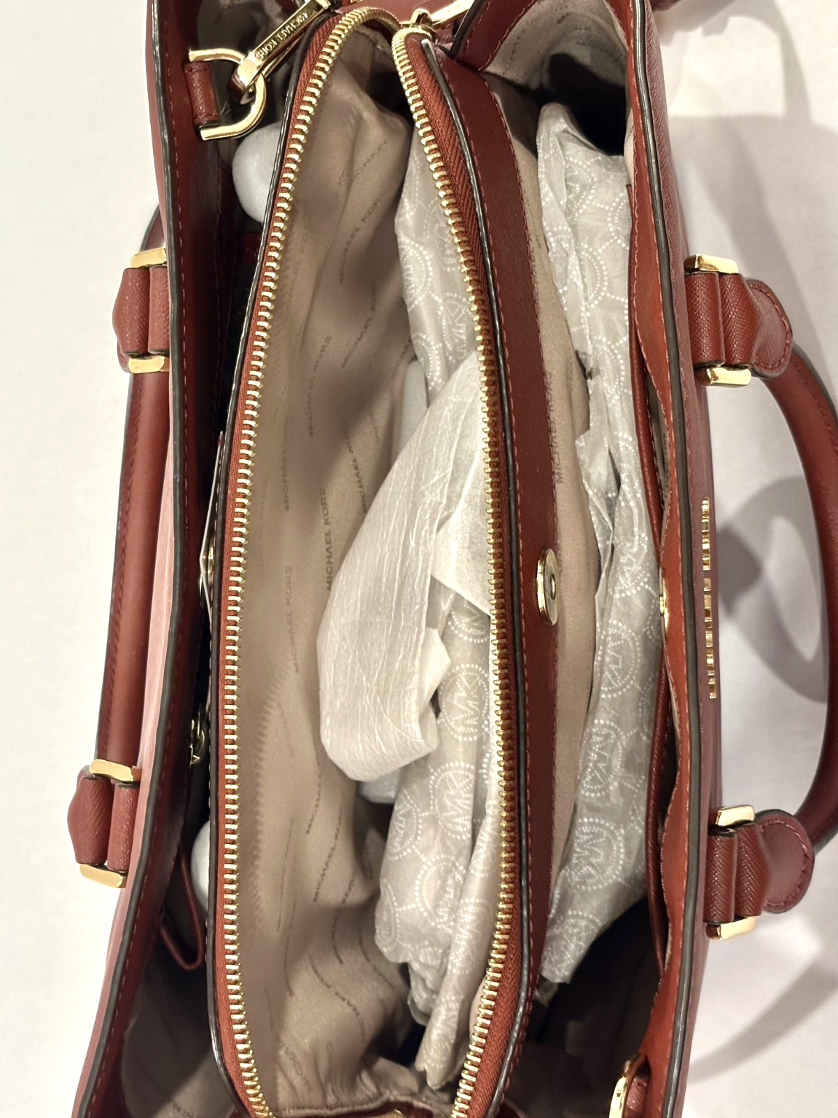 New Michael Kors Savannah Saffiano Leather Large Satchel – Brick – Authentic