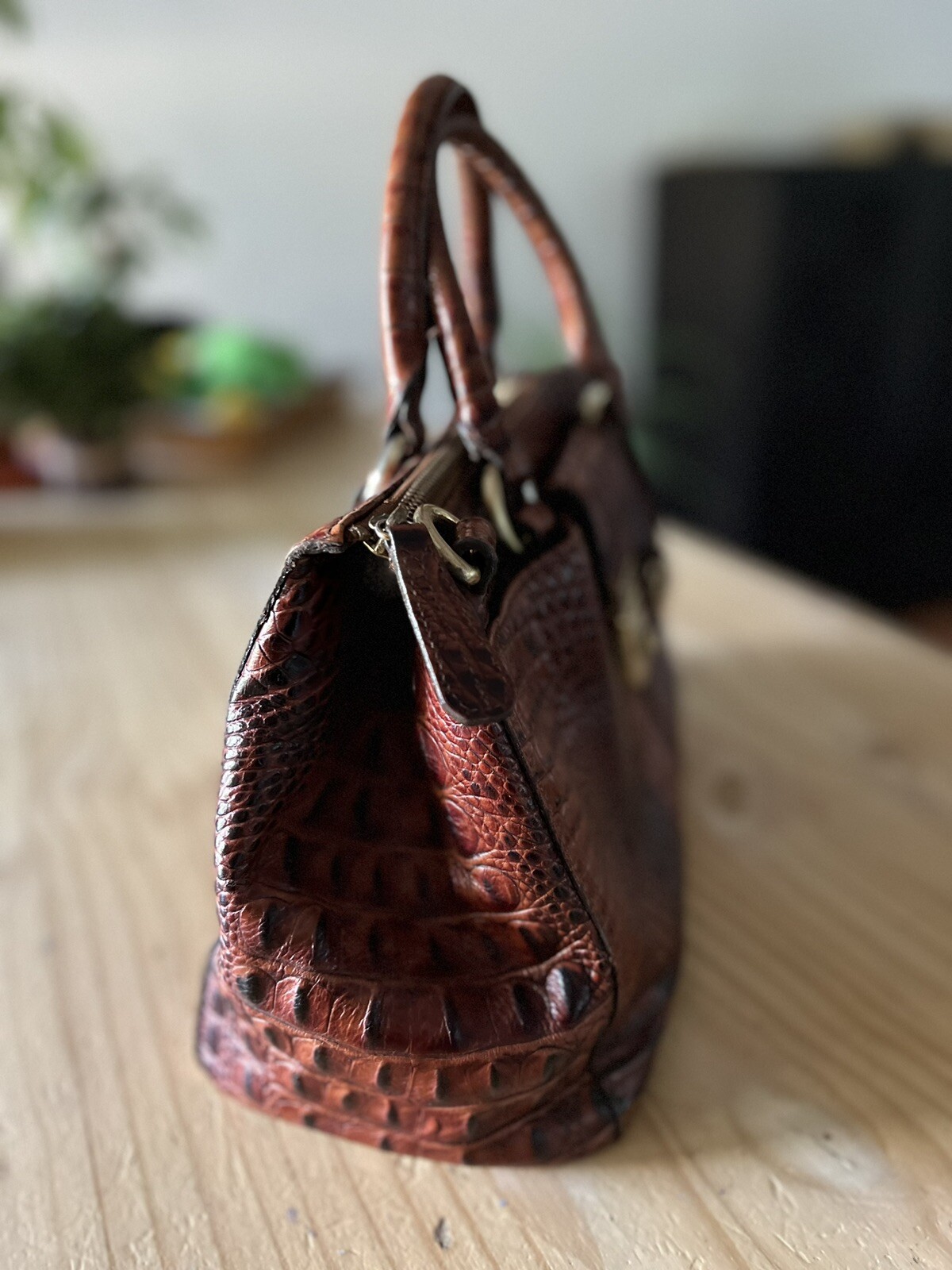 brahmin croc embossed handbags No Strap Brown (See Pics For Details)