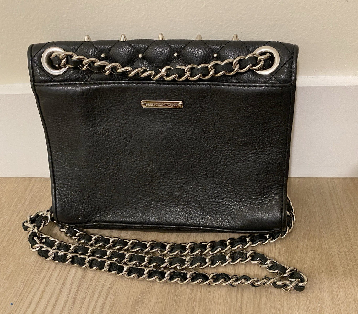 Rebecca Minkoff Mini Affair Studded Crossbody Bag Black Biker Grunge Rock