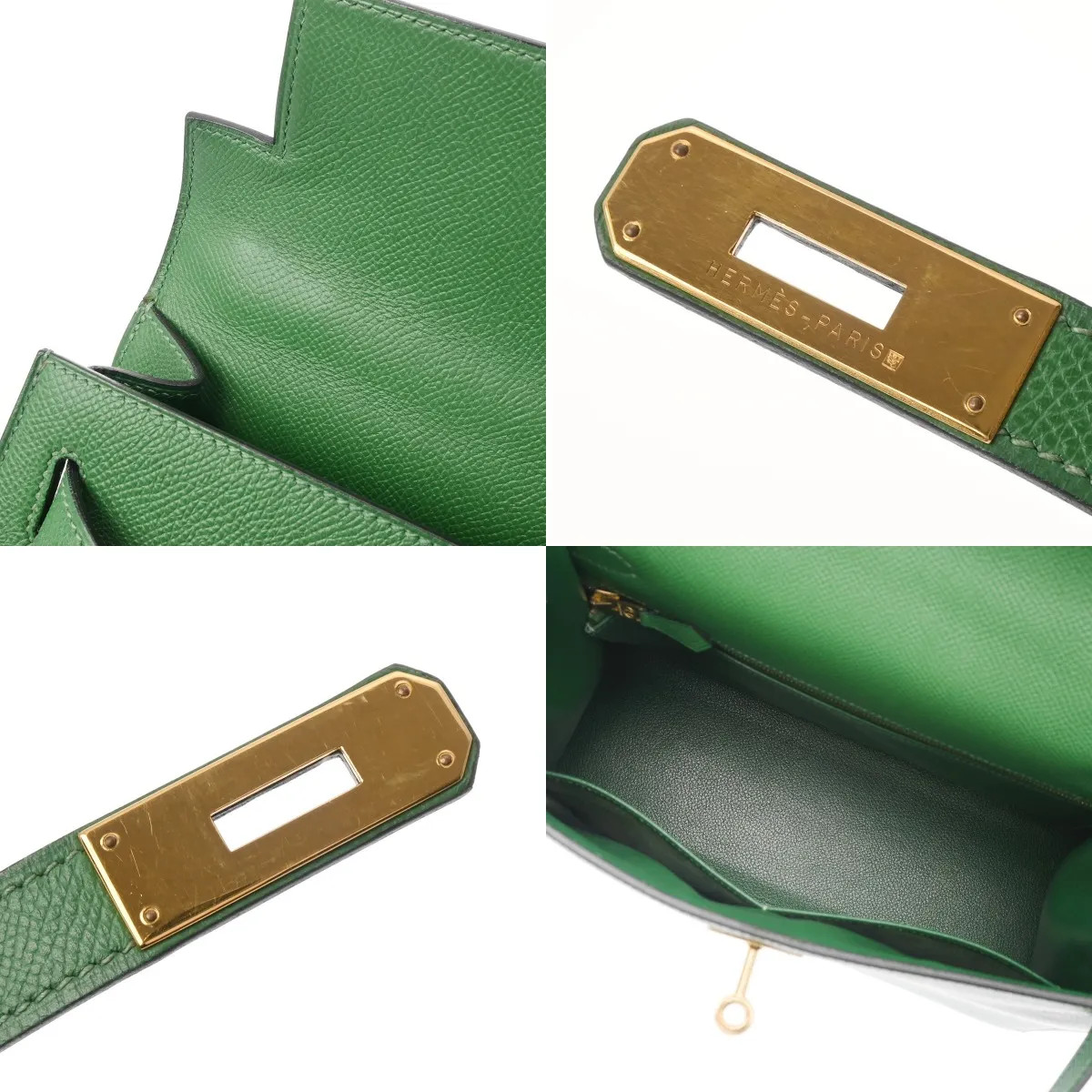 Hermes Kelly Handbag Courchevel Leather Green #WB288