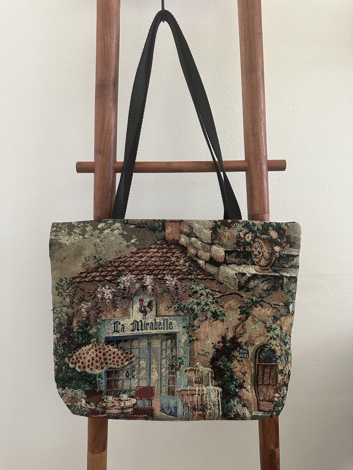 Vintage Parisian Bistro Tapestry Tote Bag